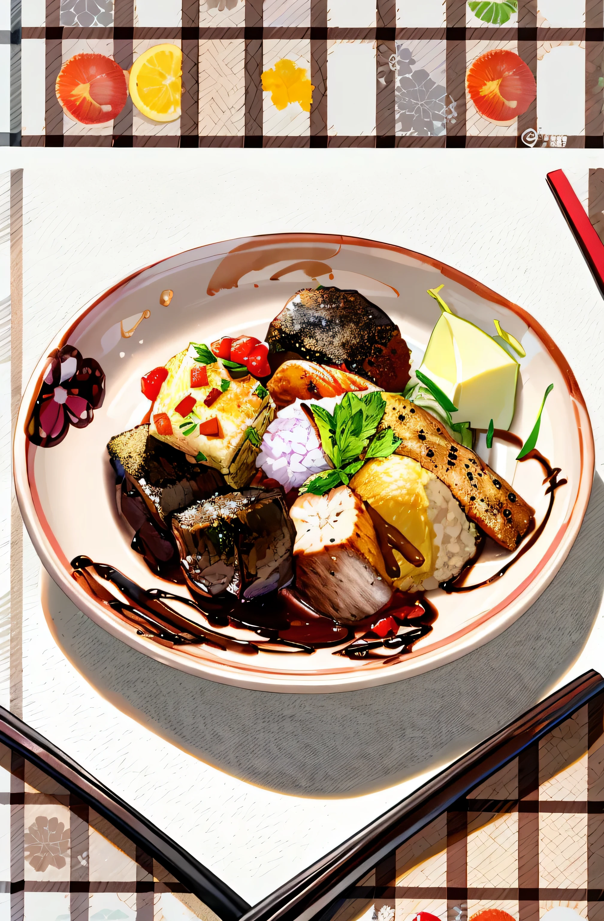 There is a bowl of food on the table., Momoshiki Otsutsuki, mouthwatering, Japanese Fusion Cuisine, oden oden platter Kinchaku wow impasto Konjac