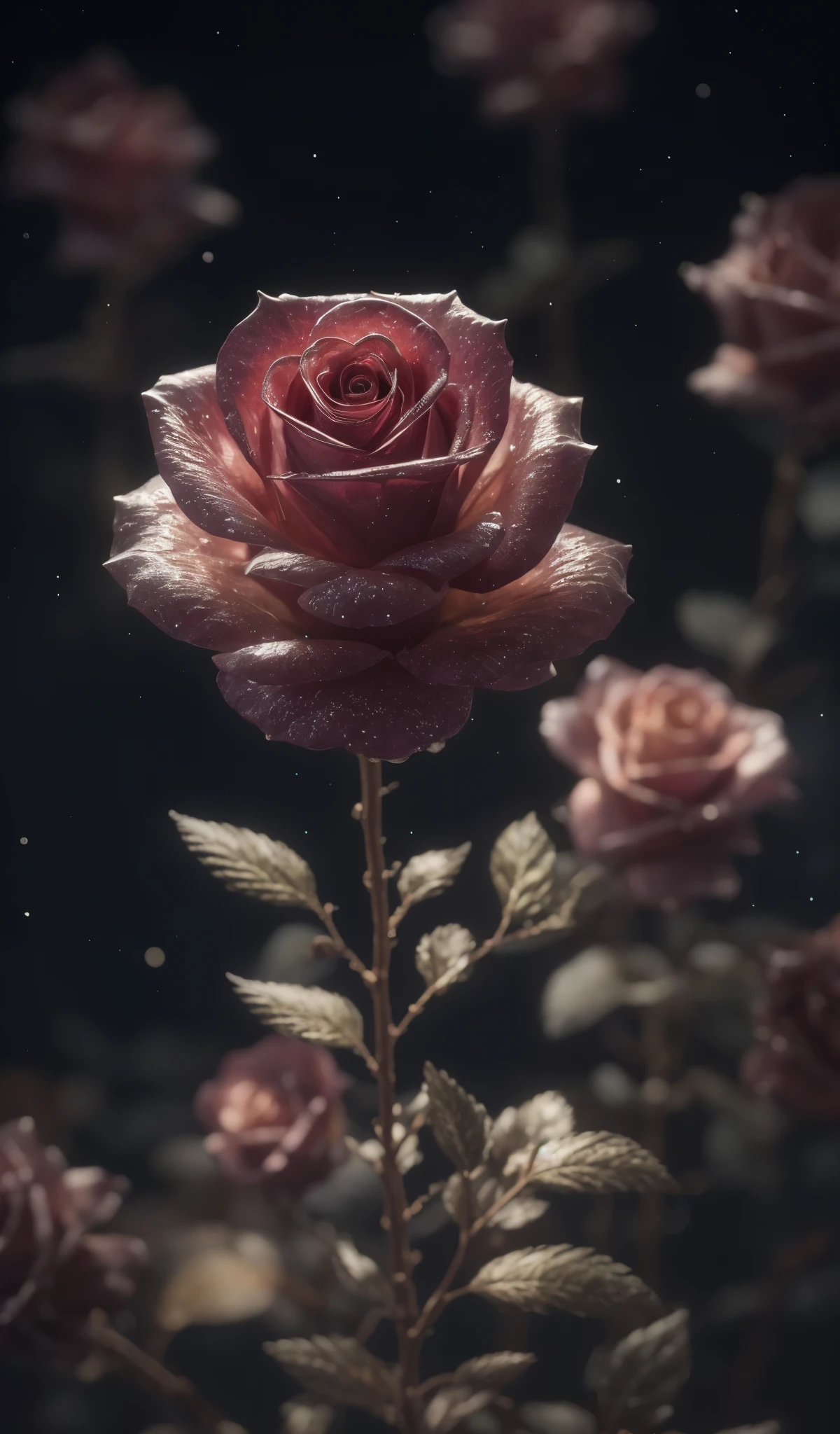 Crystal Rose,transparent rose. Bizarre, Galaxies, cleanliness, brilliant, brilliant, magnificence, Colorful, Amazing photo, dramatic lighting, photorealism, ultra - detailed, 4K, depth of field, a high resolution