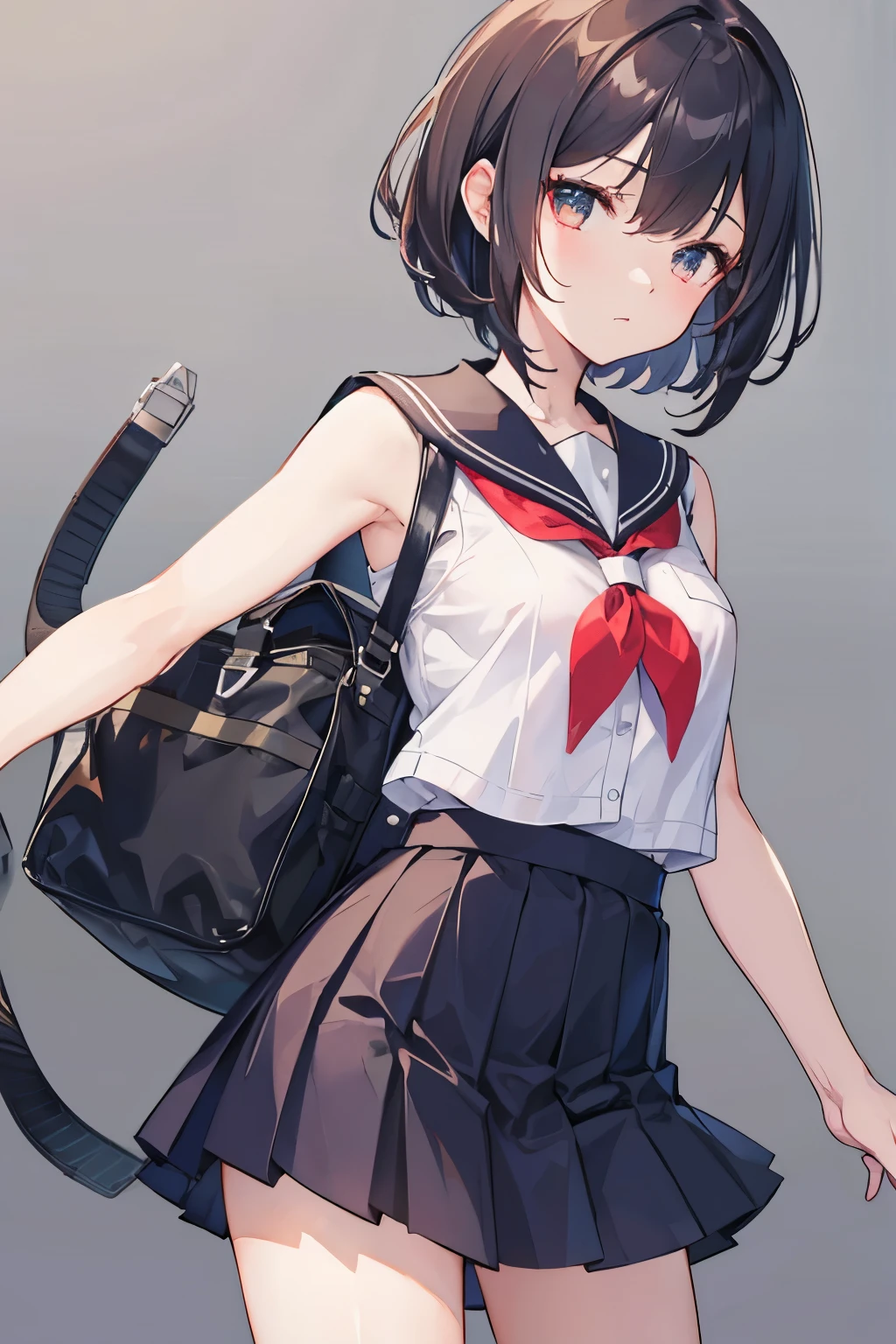 A school girl,sleeveless middy uniform