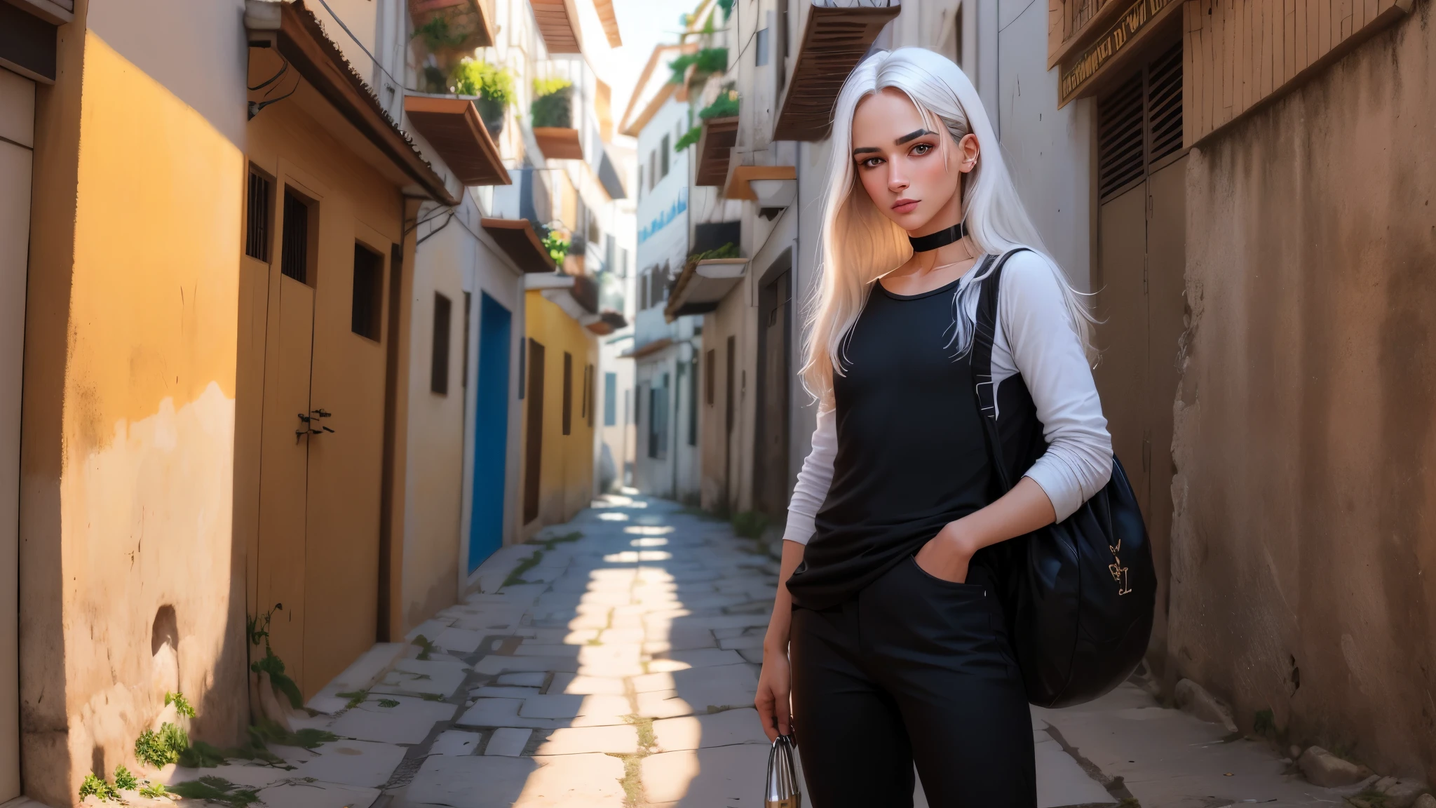 1 homem, cabelo curto branco, olhos vermelhos, vestindo terno preto, gravata preta, long black pants, olhos frios, cruel, Sadismo, fumar, dominante, Possessivo, olhando para o visualizador, bonito, ao ar livre, fundo escuro do beco (obra de arte, melhor qualidade, lindos olhos detalhados, rosto detalhado)
