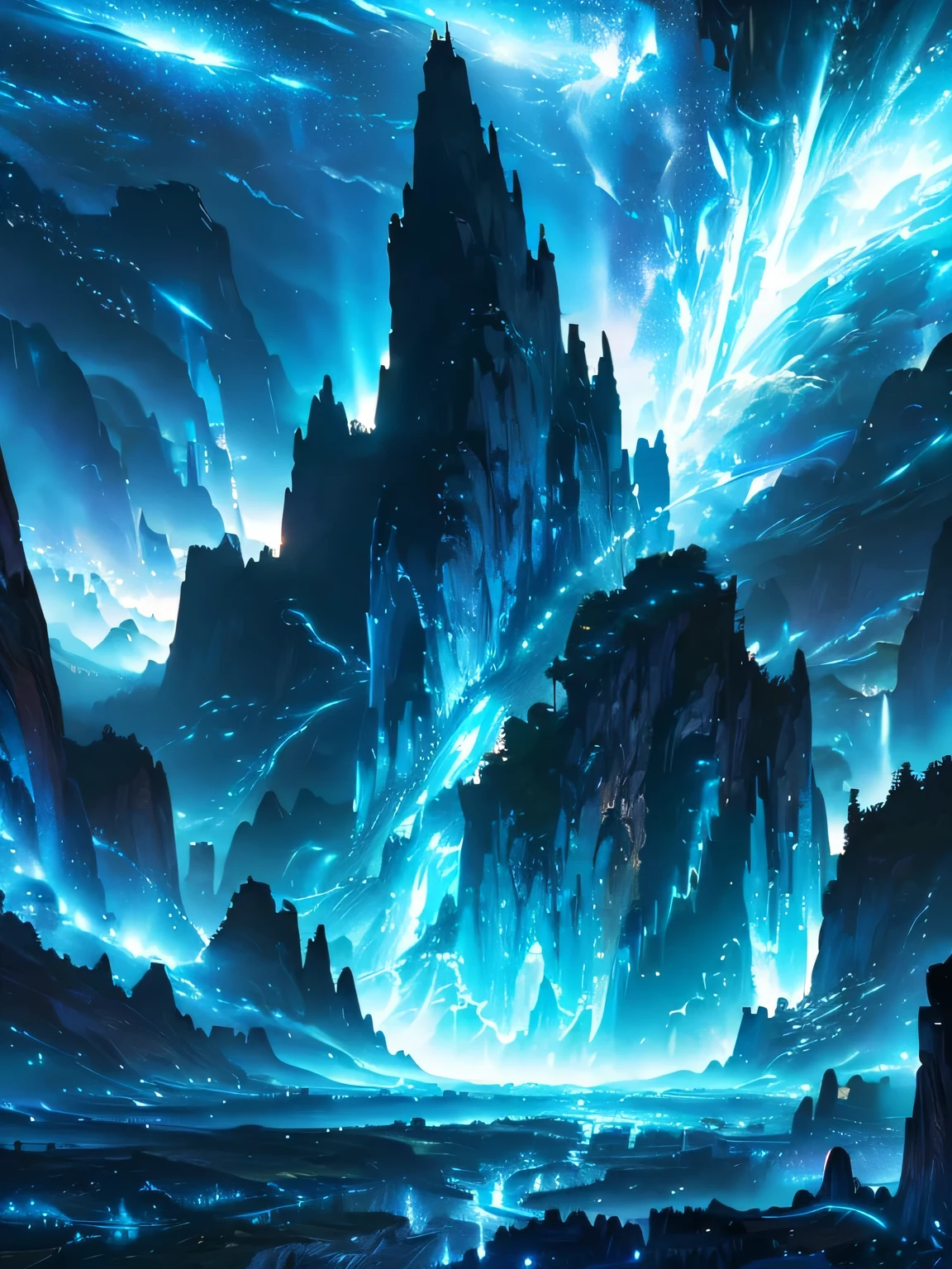 (An incredible fantasy landscape:1.2), (com luzes e magia flutuando no ar:1.2), (captured in ultra-high definition, 4k resolution:1.2), (creating an image that immerses the viewer in a visually stunning world of enchantment and wonder:1.1).