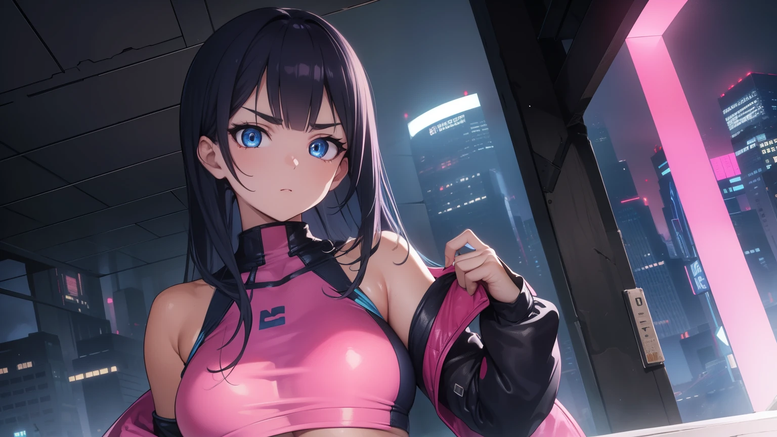 Black Hair、Iris、short hair、Girl、cute、16 years old、Race Queen、The background is a circuit、smile、、Small breasts、Small hair ornament、