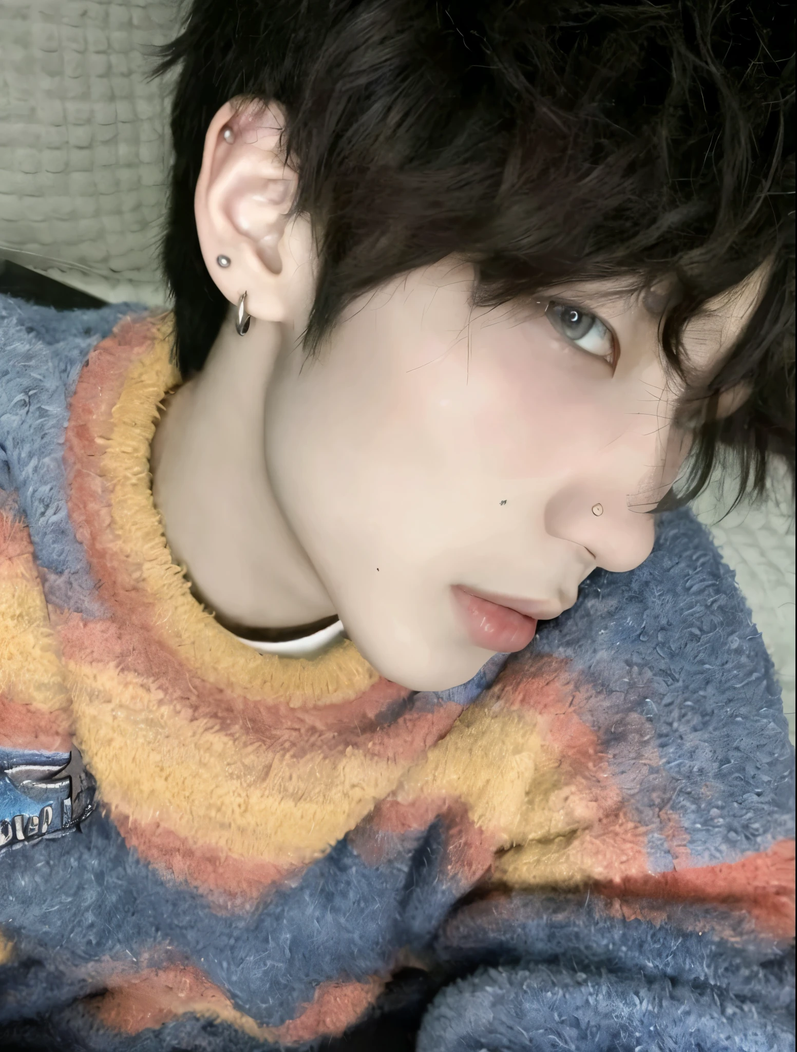 (highres,ultra detailed),(photorealistic:1.37),A man with blue hair,Asian idol,beautiful detailed eyes,beautiful detailed lips,stunning appearance,fashion (Hd 4k) asian boy kpop idol