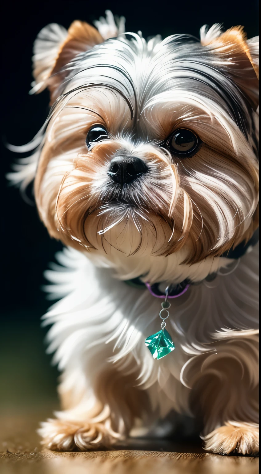 crystalスプリングブロッサム、、cleanliness、
crystal、、shine、grow、Shih Tzu Magic Pictures in the back, Pitch black background, photorealism, super detailed, 4K, Depth of bounds written, High resolution