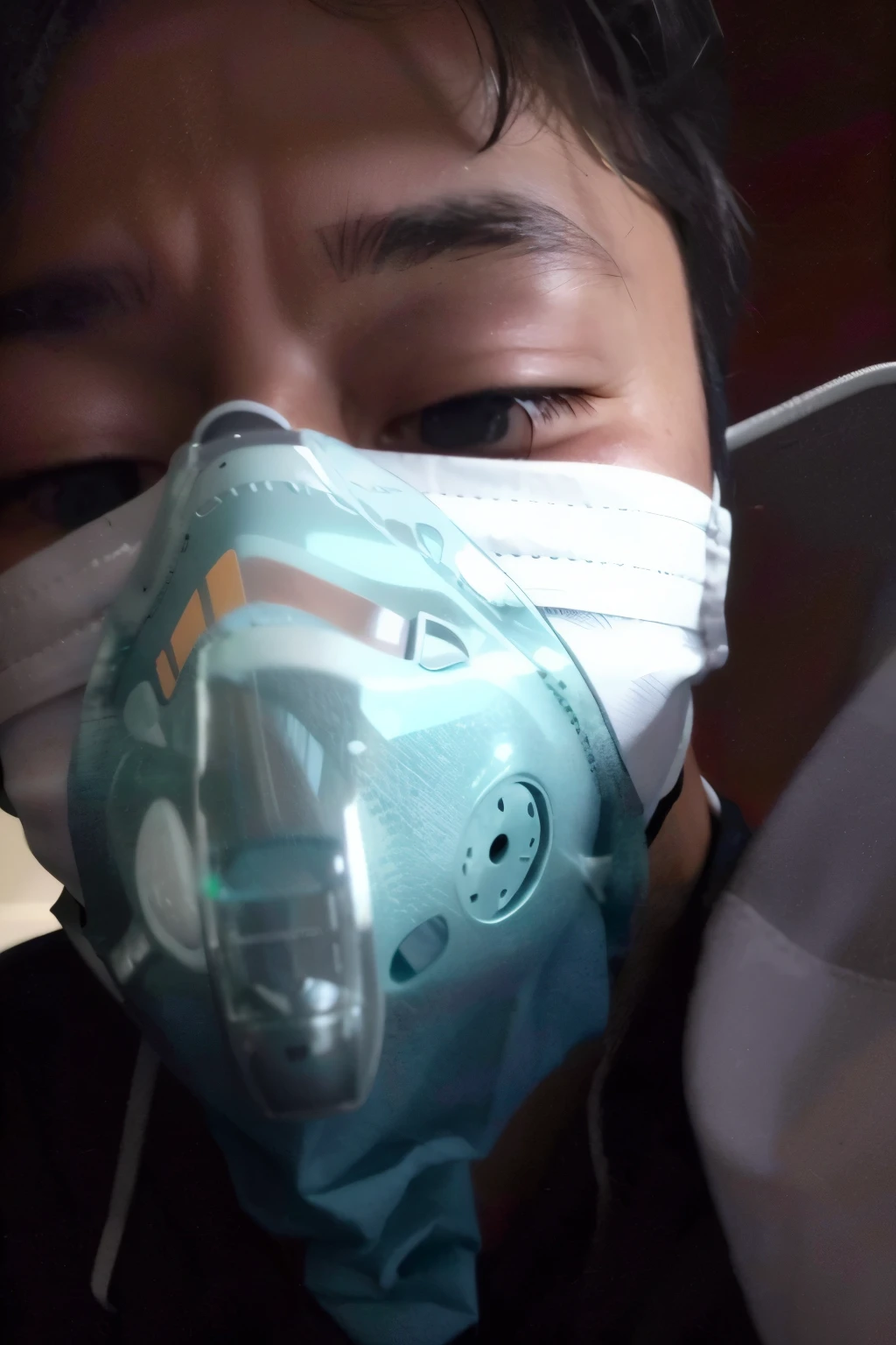 arafed wearing a mask with a breathing valve, wearing a mask, surgical mask that covers the mouth, wearing a transparent glass mask, wearing a mask, フェイスwearing a mask, ガスwearing a mask, Some people are using gas masks, wearing a bone gas mask, He is wearing a pitch black menpo mask., some of them use gas masks, oxygen mask, medical mask