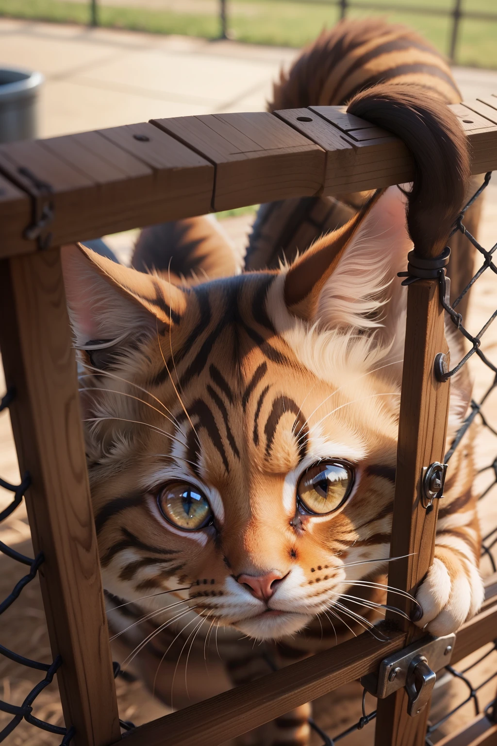 Adesivos de "A cute brown-furred cat snooping around behind a fence, com bolhas de fofoca em estilo cartoon"