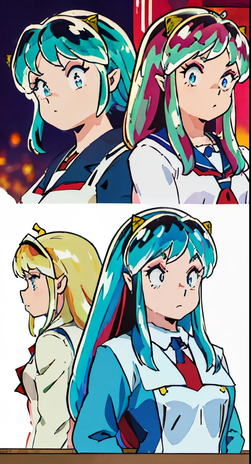 (Masseter muscle part,highest quality,Super detailedな), (character sheet:1.2),whole body, school uniform, Front view, Side view, Rear view, blue eyes, Glowing pupils, delicate hair ornament, (((白いuniform))), ((red tie)), long straight blonde hair, ribbon, light smile, uniform, Reference table, nffsw, Accurate, Super detailed, solid background, high detail, 4K,Dagger decoration,same character,multiple views,heroic fantasy