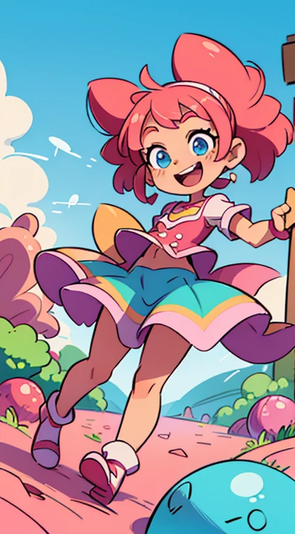 a girl,Vannellope, in a colorful candyland, candyland theme park, energetic and vibrant atmosphere, fun and playful, candy-filled landscape, mouthwatering treats, swirling cotton candy, candy cane decorations, lollipop statues, sugar rush, sweet and sticky, sugary delight, neon lights, bright and cheerful, joyful expressions, dream-like setting, sweet tooth's paradise, energetic and dynamic poses, candy-themed fashion, magical and whimsical, sugar-coated dreams, vibrant colors, sugary treats, colorful candy wrappers, delightful surprises, candy mountains, lively and bustling, happy and carefree atmosphere, childhood nostalgia, candy-themed rides and attractions, exciting and thrilling, laughter and joy, energetic and lively music, playful and mischievous characters, candy floss, sweet aroma, sparkling and shimmering, vivid and vibrant colors, celebratory mood, childlike wonder, joyful exploration, cheerful and delightful scenery, sugar sculptures, candy-covered landscapes, endless possibilities