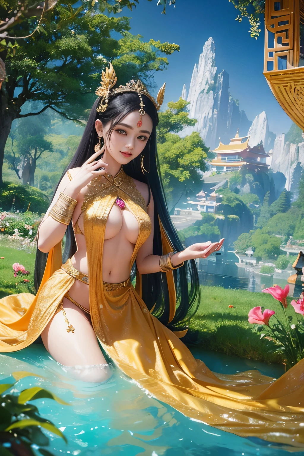 Imagine a realm where the grandeur of Hindu mythology converges with enchanting magic, It is inhabited by creatures with both fairy-like delicacy and anthropomorphic animal charm. This enchanting universe is、Reflects the ancient beauty of the Chinese landscape.
