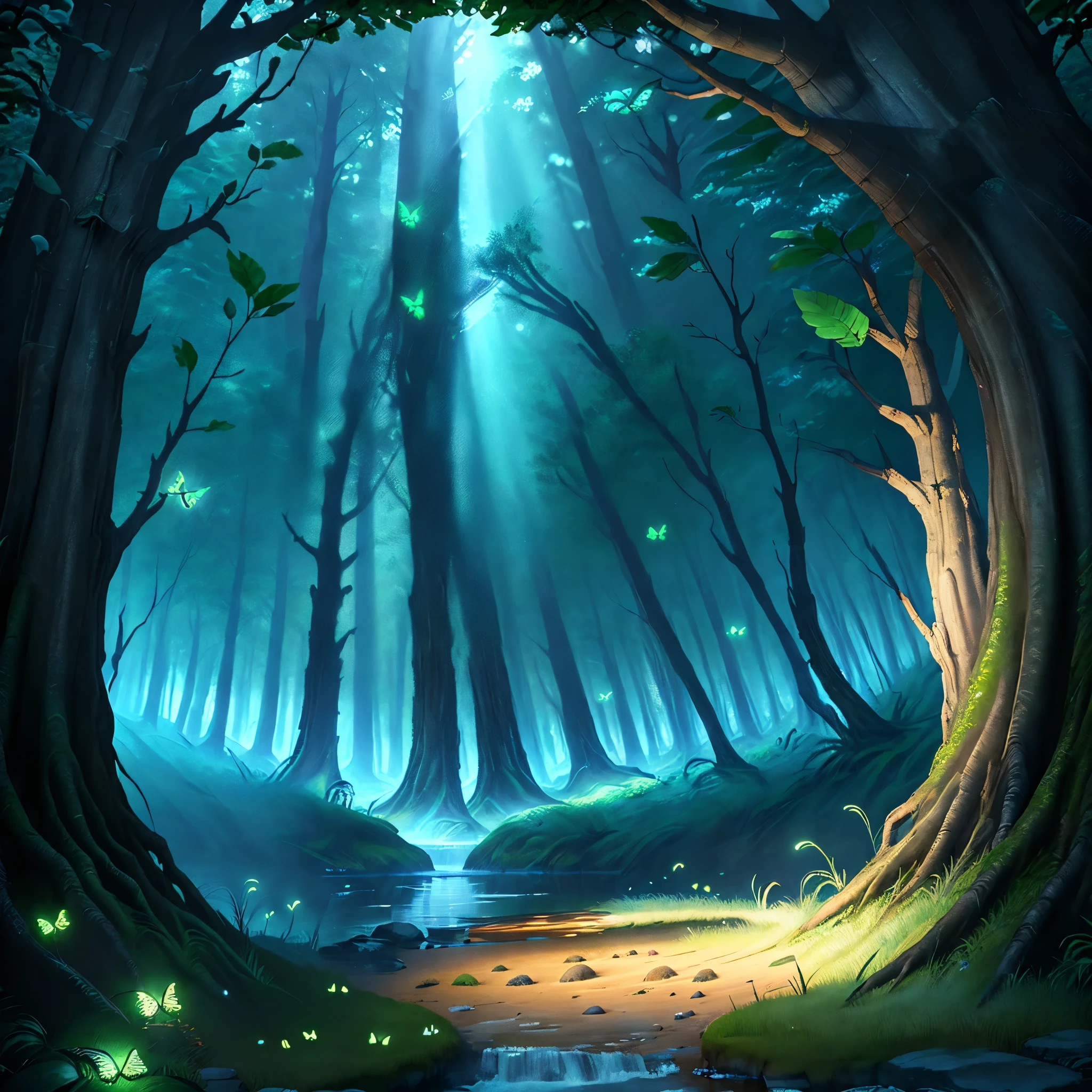 Masterpiece, better quality, (highly detailed CG Unity 8k wallpapers), (better quality), (best illustrations), (best shadows), forest theme with natural elements. Large trees, calm streams, small bright mushrooms, surrounded by delicate leaves and branches, with fireflies and effects of light particles,, (natural elements), (jungle theme), (leaves), (branches), (fireflies), butterflies, (delicate leaves), (glow), (particle effects). , isometric 3D, Octane rendering, ray tracing, super detailed