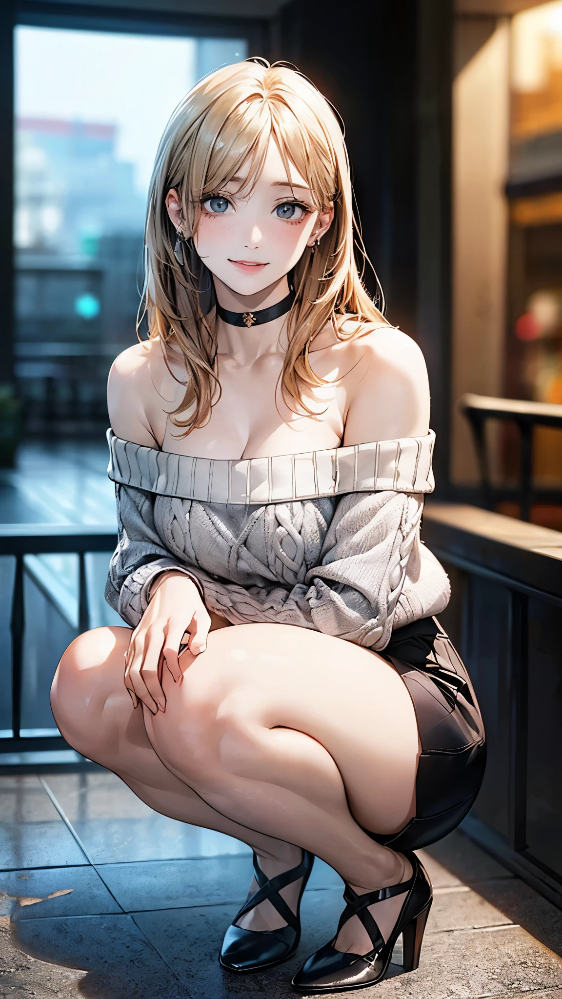 (random pose),(Highest image quality,(8k),ultra-realistic,best quality, high quality, high definition, high quality texture,high detail,beautiful detailed,fine detailed,extremely detailed cg,detailed texture,a realistic representation of the face,masterpiece,Sense of presence),sweater,tight mini skirt,stockings,Engineer boot