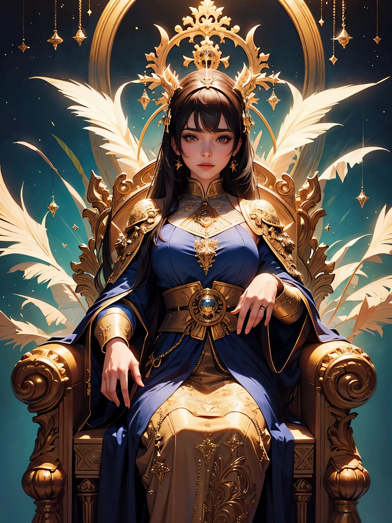 (best quality, masterpiece), God on a throne, looking down on everything