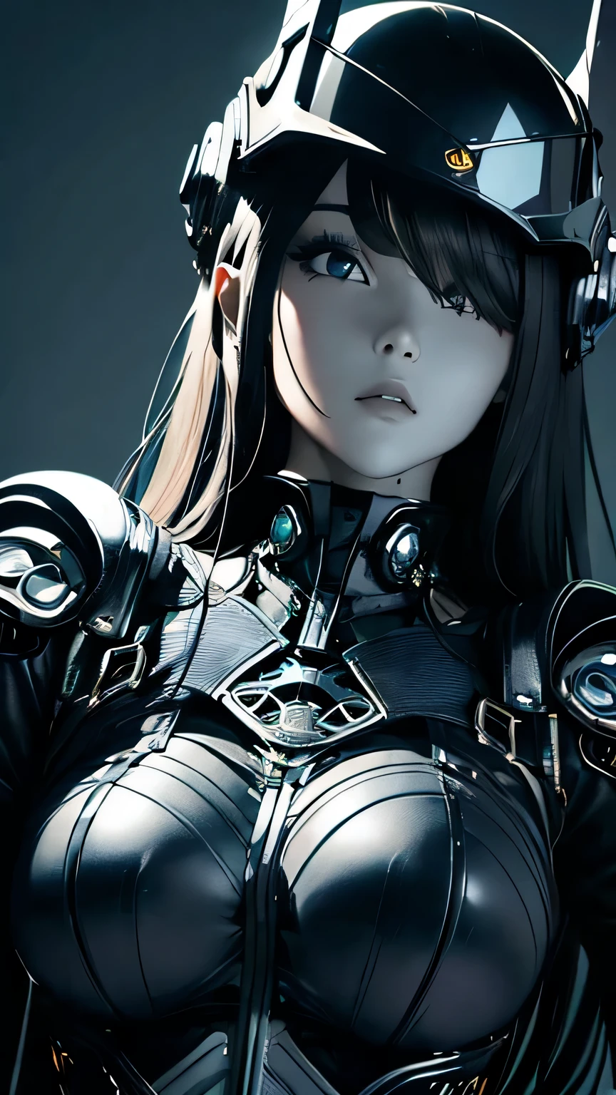 best image quality, excellent details, 超High resolution, (fidelity: 1.4), best illustrations, Favor details, 1girls high concentration, With a delicate and beautiful face, dressed in black and white mecha, Wearing a mecha helmet, Have a direction controller, riding on motorcycle, the background is a high-tech lighting scene of the futuristic city. masterpiece, 最high quality, high quality, High resolution, (close up of face)