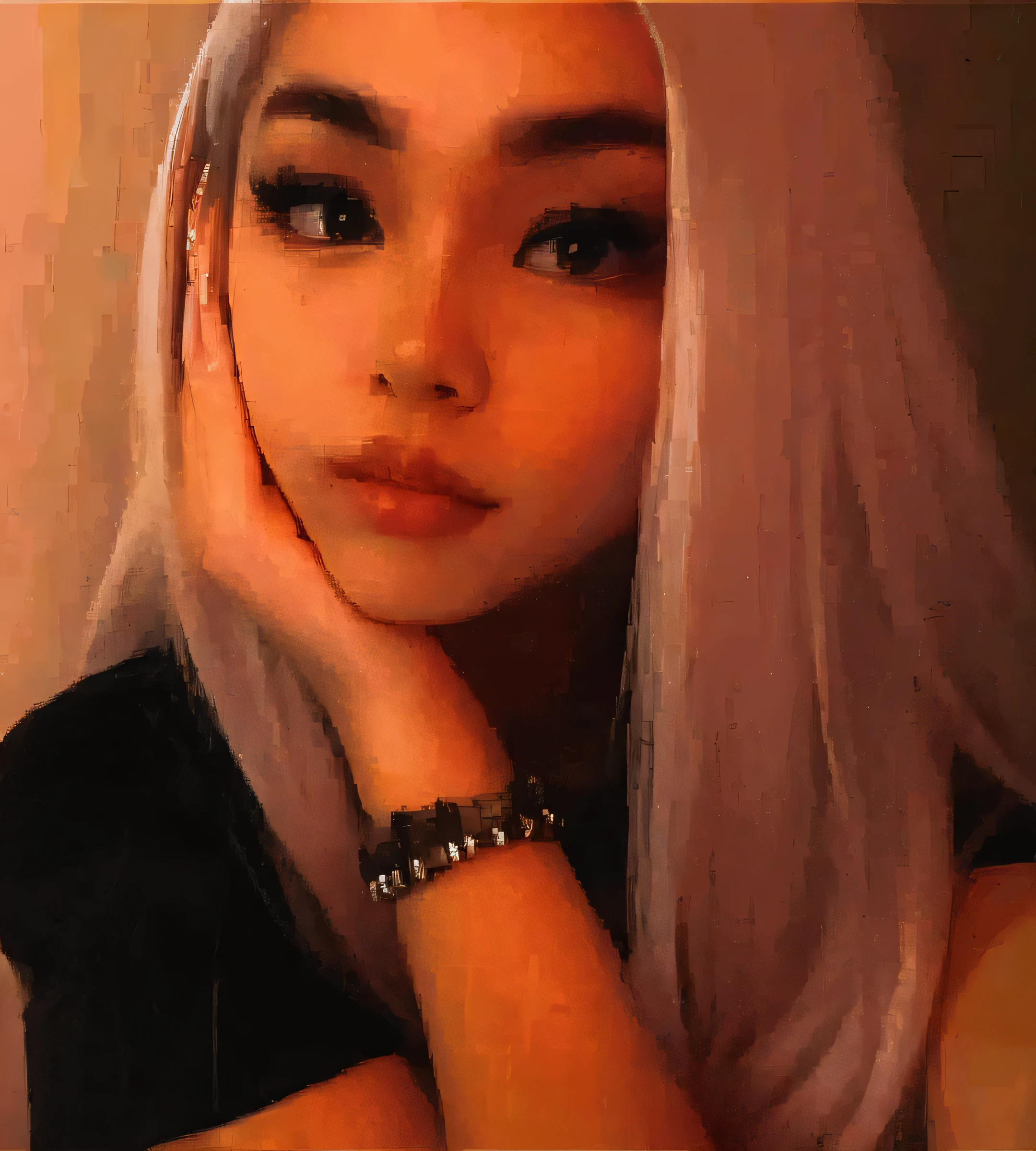 woman with long white hair and a black top posing for a picture, her hair is white, her hair is silver, soft devil queen, she in her 20's