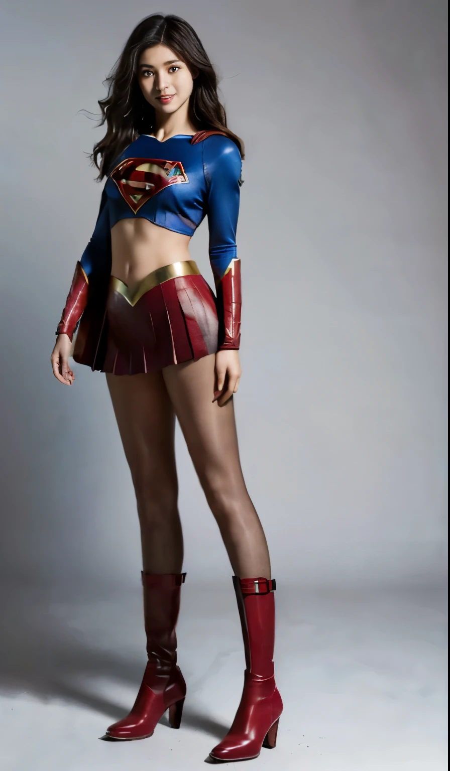 (((Wear black tights on your beautiful legs.)))、(((stretch your legs、expensive、Legally express the beauty of your smile)))、((((Make the most of your original images)))、(((Supergirl costumes)))、(((beautiful hair)))、(((suffering)))、(((Black tights must be worn on the legs)))、(((must wear red boots)))、((best image quality、8K))、((highest quality、8K、masterpiece:1.3))、(((keep background )))、sharp focus:1.2、beautiful woman with perfect figure:1.4、thin abs:1.2、wet body:1.5、Highly detailed face and skin texture、8K