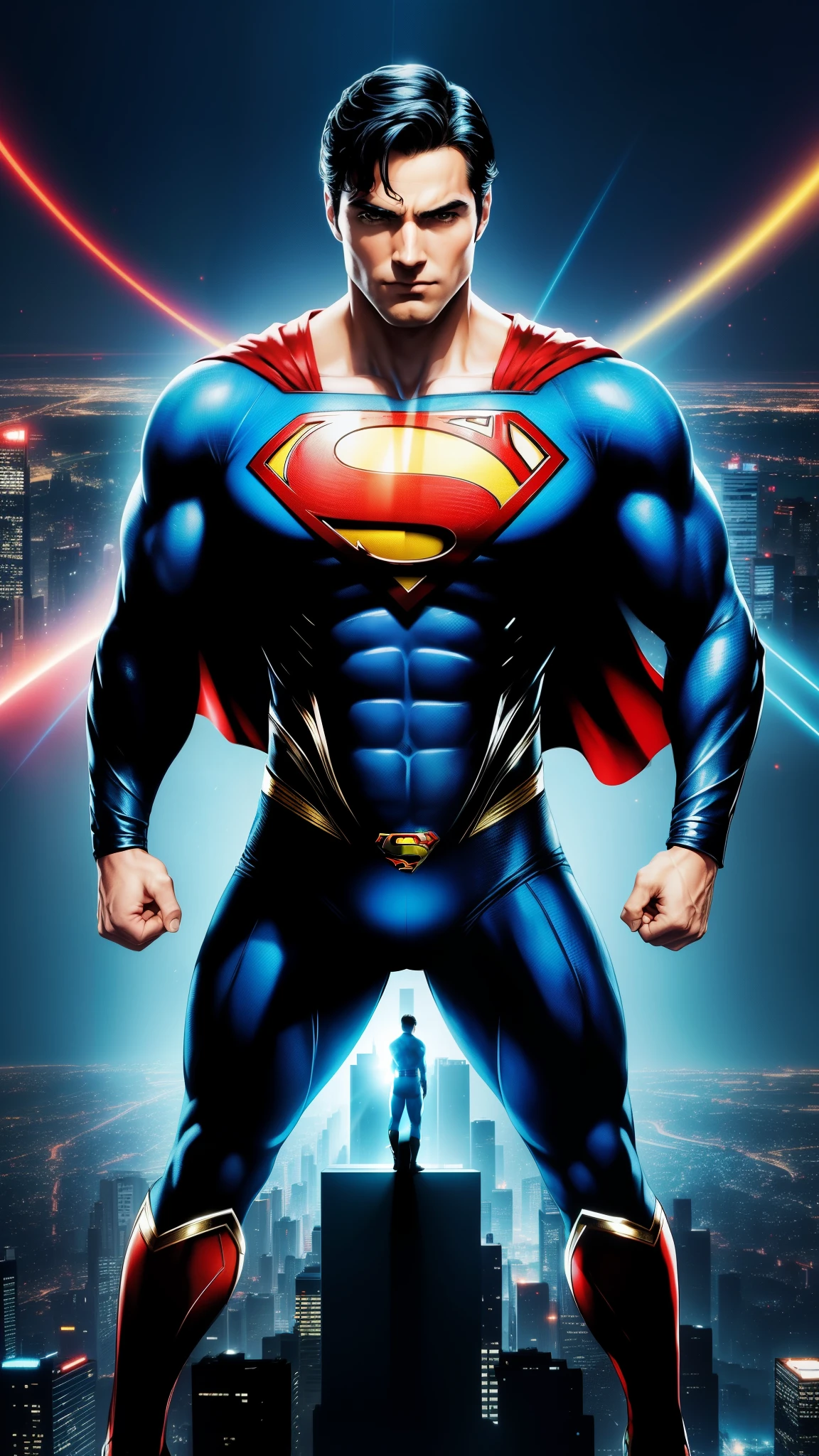 Title: "Superman and the Origins of Bitcoin: A Symbolic Union"

(1 superhero), (iconic pose: hands on hips), in focus, photo, (photorealistic), (full body shot), retro-futuristic setting,

Superman, the Man of Steel, stands tall against a backdrop of a modern cityscape, embodying power and hope. In one hand, he cradles a glowing Bitcoin symbol, its vibrant hues reminiscent of the digital currency's origin. The Bitcoin logo is a combination of two intertwined circles representing the chain and the chainlink; Superman's other hand rests on his chest,