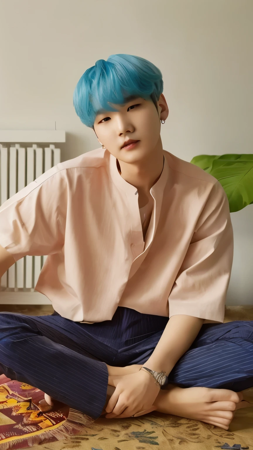 Min Yoongi, BTS, cabelo castanho, roupas femininas.