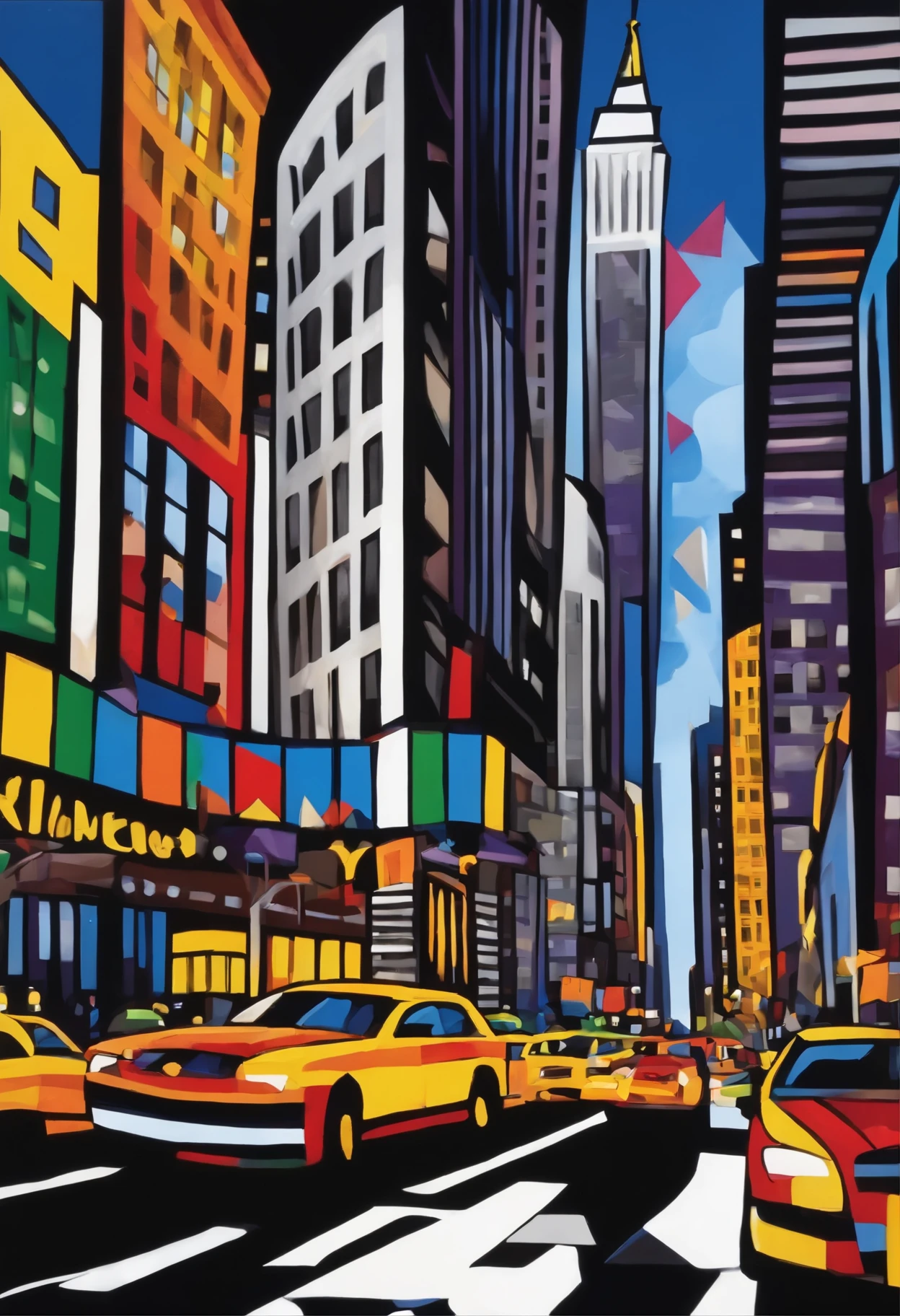 Romero britto style painting of the nyse