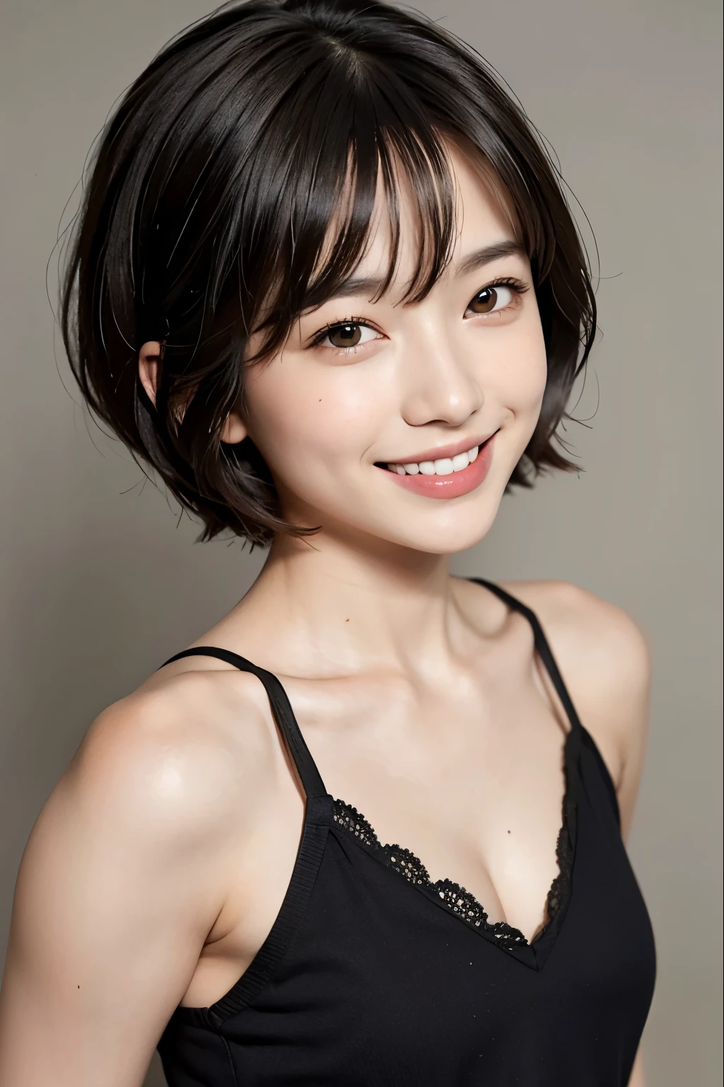 short hair smile