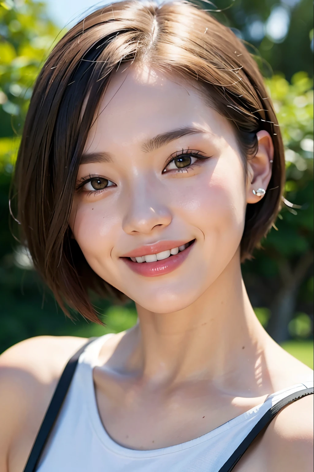 short hair smile