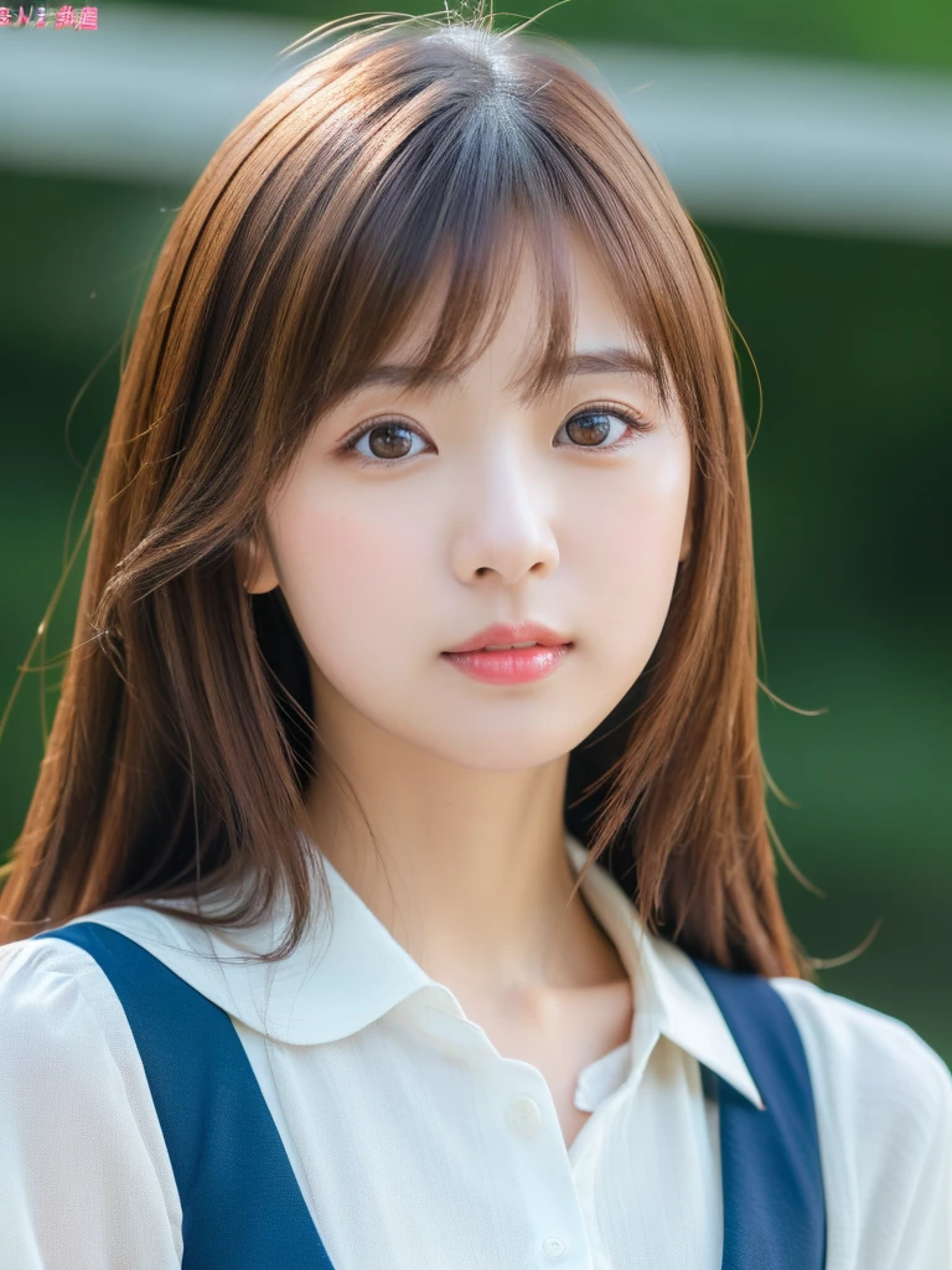 ((cute日本の女の子、beautiful japanese girl、1 girl、19 years old、ponytail、Highly detailed face and skin texture、super detailed face、highly detailed eyes、Lee Hong、blush、close-up of woman、front、cute、Highly detailed face and skin texture、smooth white skin、Transparent skin texture、))、(dark brown hair)、look at the camera、sharp focus：1.2、beautiful woman with perfect style：1.4、japanese model、young gravure idol、若いcuteグラビアアイドル、Realistic young gravure idol、sophisticated gravure idol、((highest quality、8K、masterpiece:1.3、１photograph))、(4K、RAWphotograph、highest quality)、Place someone on the other side of the screen、Natural light、professional lighting、(realistic、フォトrealistic:1.6)、