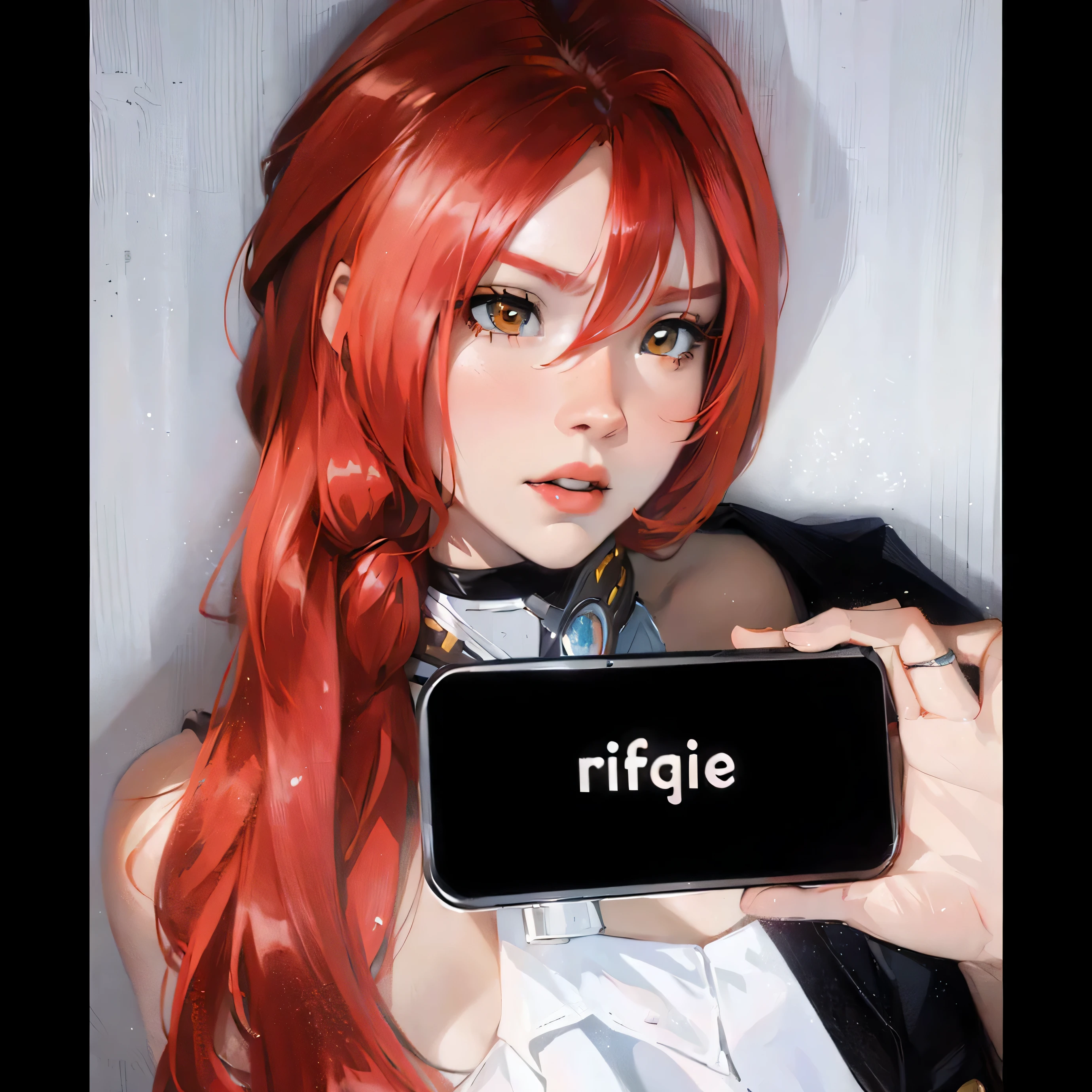 ((Best Quality, 8K, Masterpiece: 1.3)), best quality, ultra high res, there is a woman with long red hair holding a sign, rei hiroe, anime girl in real life, red wig, rin, anime style mixed with fujifilm, anime cosplay, anime inspired, ig studios anime style, anime girl cosplay, rogue anime girl, rias gremory, katarina from league of legends, annie from league of legends