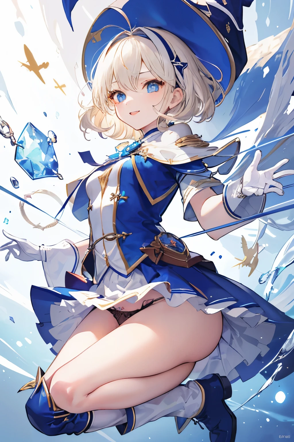 (((1girl))), ((best quality)), ((masterpiece)), ((ultra-detailed)), (illustration), (detailed light), (an extremely delicate and beautiful), (beautiful detailed eyes), (sunlight), ((extremely light)), ((extremely clothes)), (((hyper detail))),(((((front lighting))))),(((((front light))))),
((((quite adorable and girly Norvice mage uniform with a brief skirt and magical headband)))), (((Norvice Mage))),
,
(((wavy short manish bob))), ((((platinum blonde hair)))), (((short hair))),
(((blue eyes))),
((whole body)), aged 5 to 8, ((((())))), ((((very adorable young girl)))),
((condescending expression)), ((mischievous smile with sexual satisfaction)), (((extra adorable))), (((((extra slender shape))))),
(((((extremely beautiful detailed face))))),
(((dynamically attacking enemies by a spell of flying needles))), (((elegant magic boots))),
(Dutch angle), (((white gloves))), ((transparent magical underskirt)), a little bit exposed adorable magical panties
