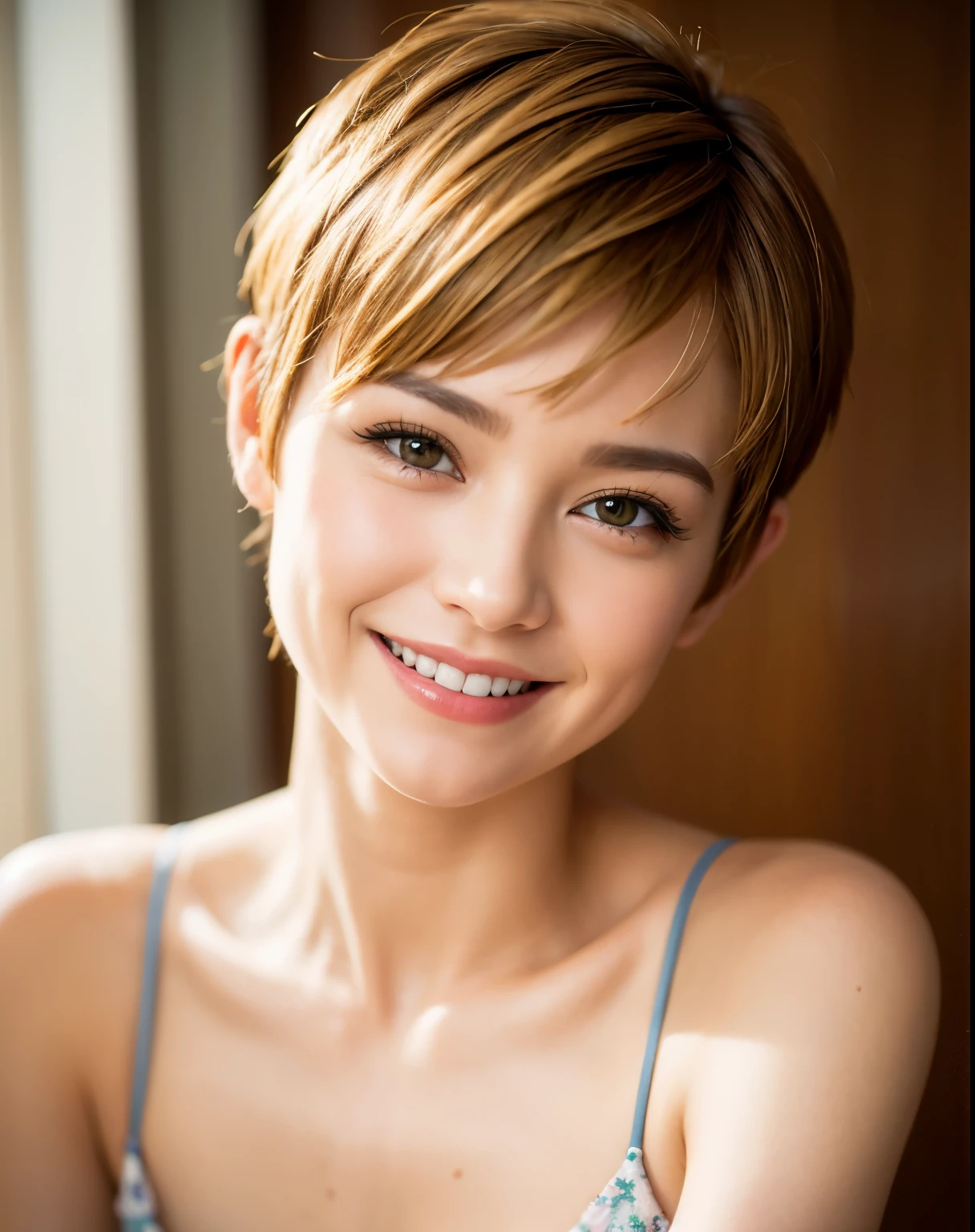 very short hair short hair pixie cut smile