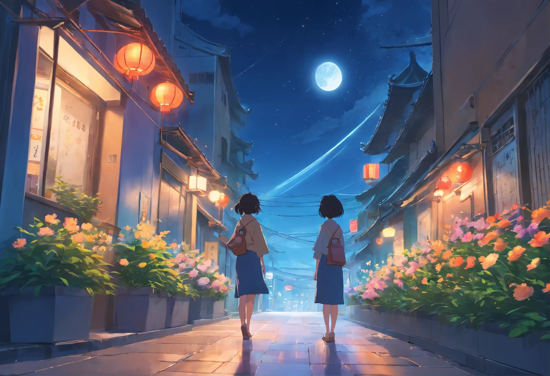 best quality,master piece,very detailed,facial details,8K, Detailed background,No characters,there are no humans,No characters,no role,純粋なWind景ビュー,solo,cities in china,Chinese service,night,moon,Wind景,high place,horizon,Wind,吹くWind,flower bed