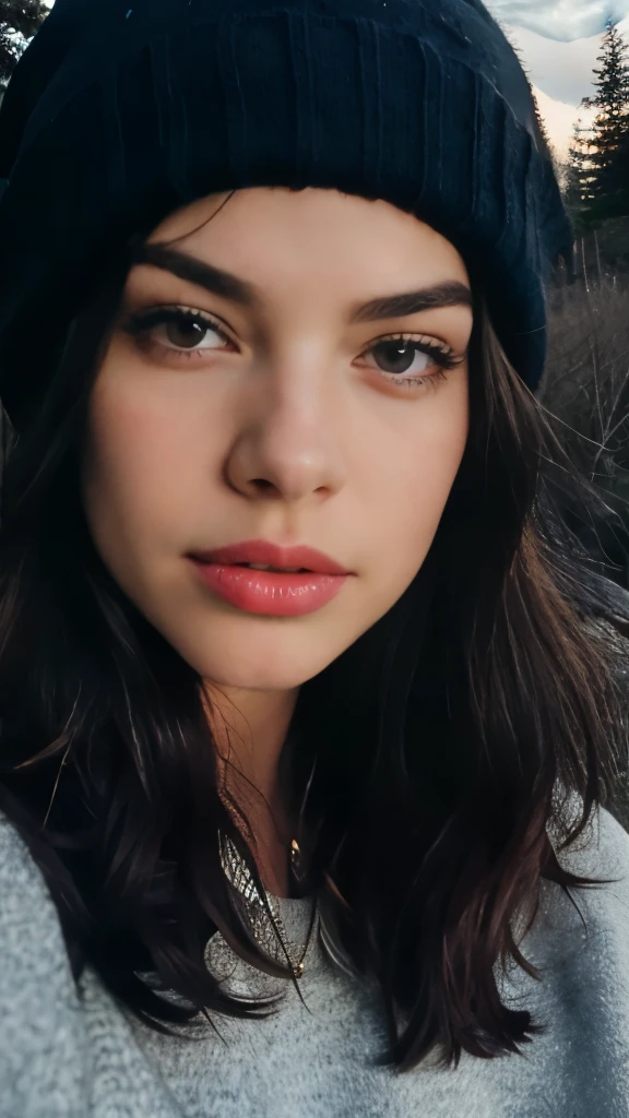 photorealistic, best quality, hyper detailed, beautiful Conor Leslie, selfie photo, full body, solo, wearing pullover, 3 different style and cloths ,outdoors, (night), mountains, real life nature, stars, moon, (cheerful, happy), sleeping bag, gloves, sweater, beanie, flashlight, forest, rocks, river, wood, smoke, fog, clear sky, analog style, looking at viewer, skin texture, film grain, close up, ultra high res, best shadow, RAW, instagram LUT