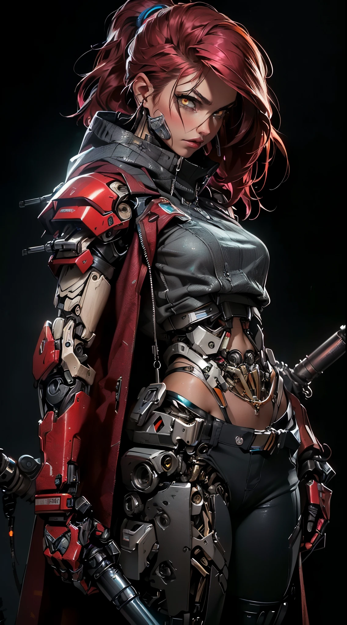 man:1.5,1 woman,archer woman,(((woman))),((woman with blonde short hair)),
((messy hair,blonde short haircut,detailed blonde hair,highly detailed hair,blonde hair,colored inner hair)),(((lustrous skin:1.5,tanned skin,bright skin: 1.5,skin tanned,shiny skin,very shiny skin,shiny body,illuminated skin))),(((orange_eyes:1.2))),intricate eyes,beautiful detailed eyes,symmetrical eyes,(((detailed face))
cyberpunk firefighter, ((mechanical arms:1.5, bionic arms:1.5)), futuristic firefighter uniform,((bulge in pants)),((uniform in black and orange colors)),((wet clothes,intricate outfit,intricate clothes,intricate uniform)),
(dynamic pose:1.0),solo focus,((heroic attitude)),(centered,scale to fit dimensions,Rule of thirds),
cyberpunk city by the ocean at night, with bright neon signs and dark stormy clouds and puddles, scenery:1.25,
highres, sharp focus, (ultra detailed, extremely detailed), (photorealistic artwork:1.37),(extremely detailed CG unity 8k wallpaper),((synthwave background theme)),(((vibrant colors))),(intricate background),(masterpiece),(best quality),