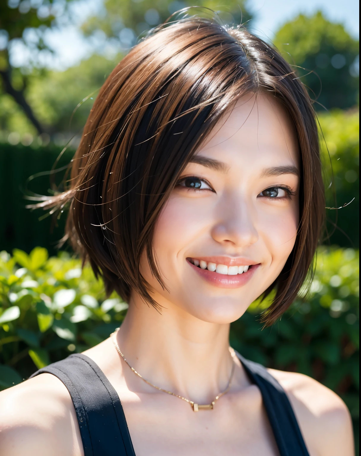 short hair smile