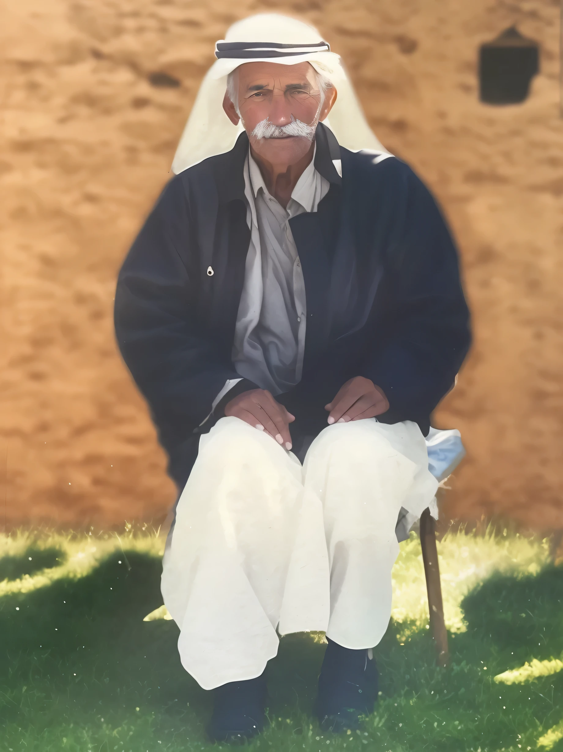 painting of an old man sitting on a bench in a field, photo of a man, he is about 8 0 years old, around 1 , he is about 7 0 years old, a photo of a man, portrait of bedouin d&d, real life portrait, potrait, ditigal painting, portrait photo of an old man