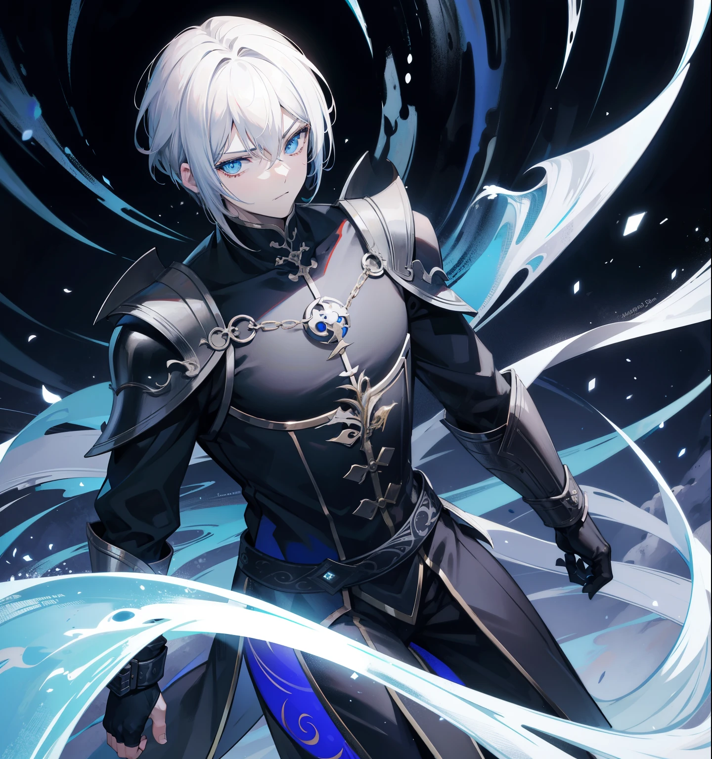 {[{{"Magnificent dark atmosphere, 4k artwork of man with gray hair and glowing blue eyes, short-haired,Feng shui master,The five elements of yin and yang,Yellow dragon."}]}}