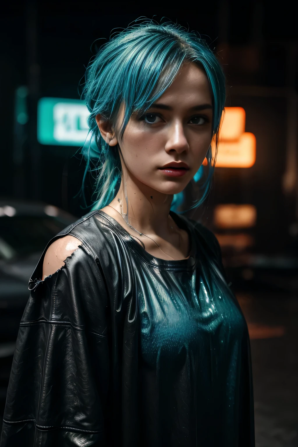 (Photorealistic)(Lo-Fi)(Streamer room:1.9),(Get wet all over your body:0.9),Top image quality, masterpiece, (Fidelity:1.4), blue hairs, cyberpunk world, streamer, gaming PC, stunningly beautiful woman, (Deeply condolences), leather shirt, shadowy, happy, crazy, Cinematic(ripped clothing:1.5), bare shoulders, wetting hair, internet