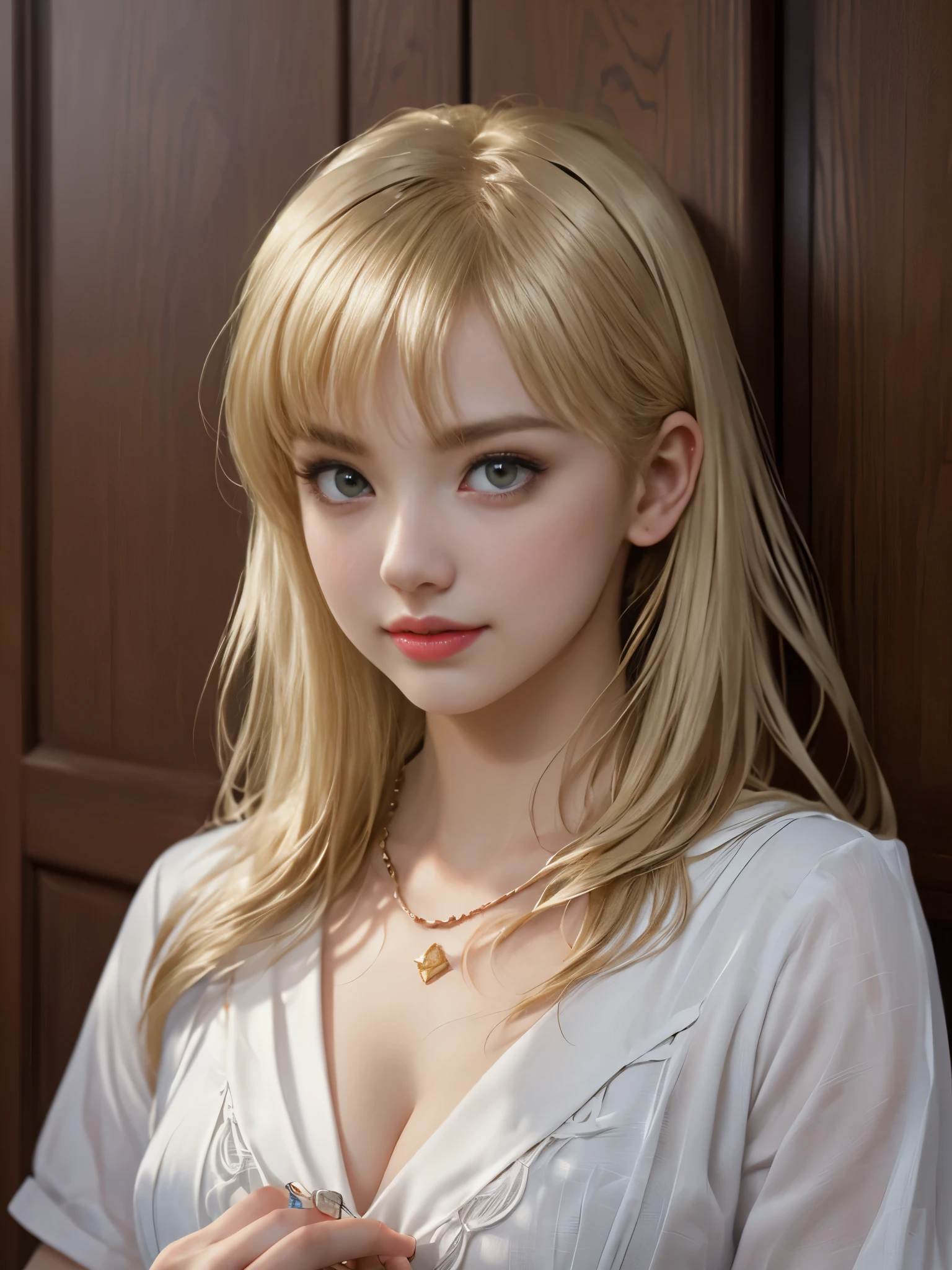 (close:1.3, (highest quality, masterpiece, Super detailedな),(8k wallpaper),(1 girl, cute, gal),
break, (, serafuku:1.3), (cleavage:1.3)
break, (open the door:1.3), (invite, draw in:1.3), Perfectly trimmed fingers,
break, (small breasts, (red eyes), Super detailedな brilliant big eyes, Big pupils, (Super detailedな blond hair), medium long hair, parted bangs),
break, ((intricate details)), Eye and face details,
break, ((masterpiece, highest quality, Super detailed, detailed face, 8K))