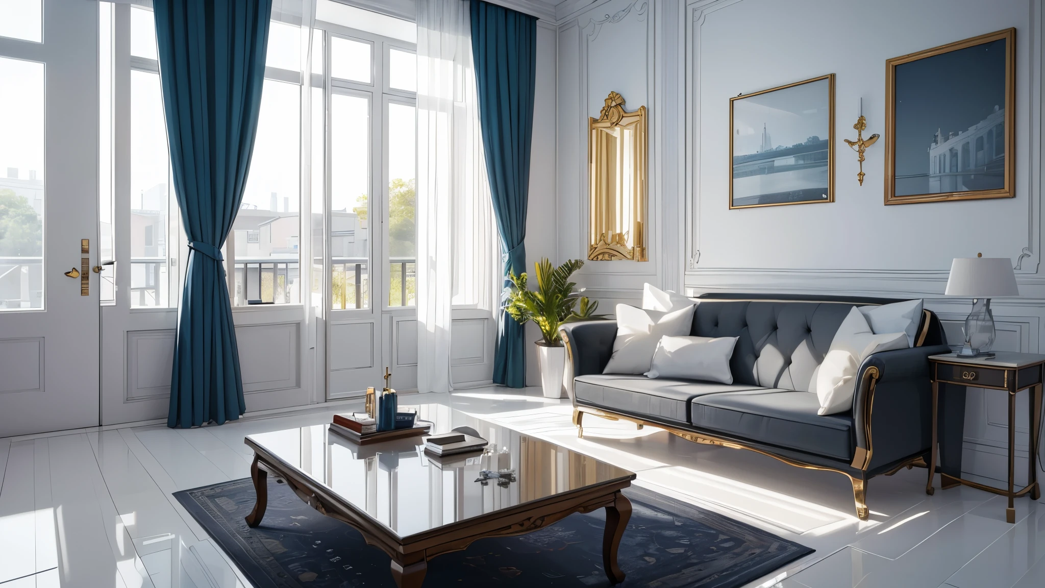 You are a famous interior designer、You have been asked to create a 3D image of a modern large room. Create a harmonious environment with modern and minimalist furniture. Including garden interior.