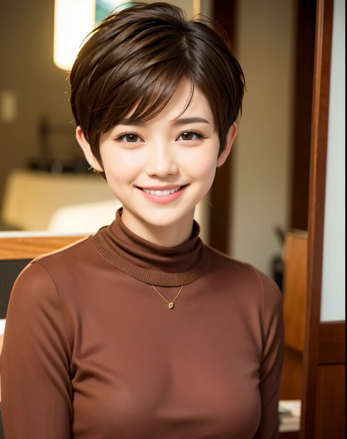 Short hair Pixie cut Cecil cut Uneven hair tips Very short hair Very short hair Smile Brown hair