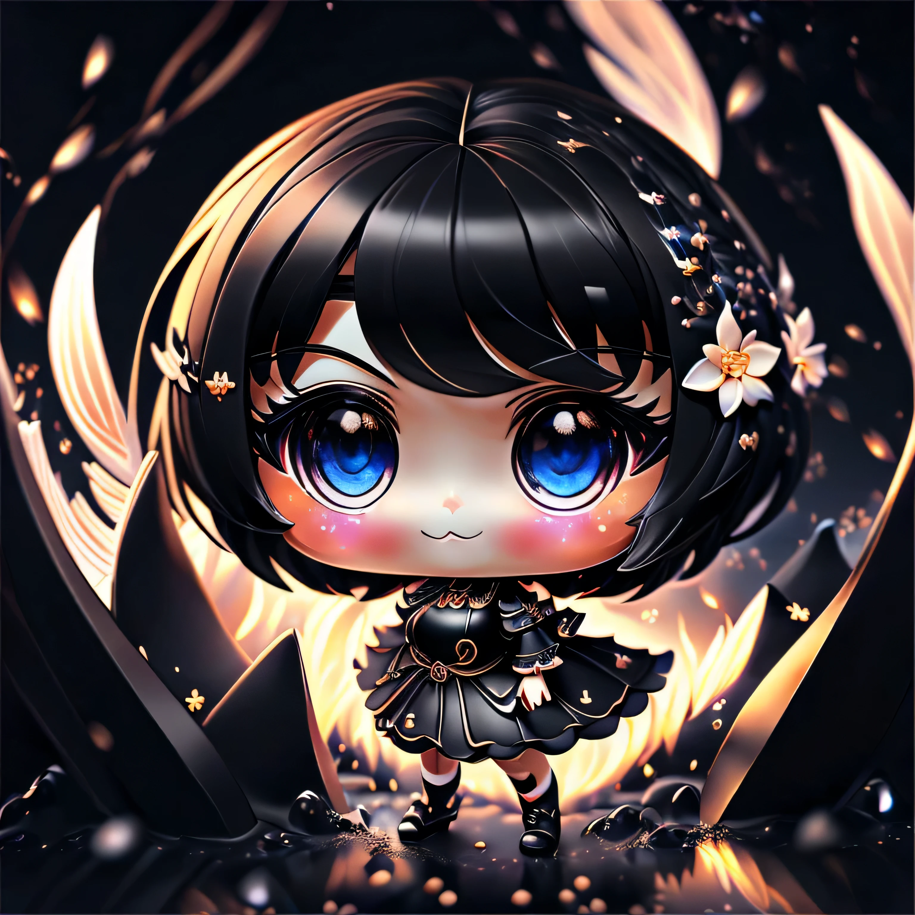 cute赤ちゃんa bitアニメ、black bikini、Open your mouth and be surprised、slutty makeup、detailed face、(((chibi 3d))) (highest quality), (debris flies)、((highest quality)), ((masterpiece)), ( extreme details, best details, official art, beautiful and aesthetic:1.2), depth, 構図 whole body, a bit, cute, (beautiful and detailed eyes:1), smile, Angel, (whole body:1.5), photograph, movie lighting, golden ratio、Black Sea、Black splashes、見上げるsmileの接写、facing forward、(masterpiece、genuine、High resolution)、(1 girl):1.2)、korean girl、(highest quality), (debris flies), (1 girl), alone, dream-like、Highly detailed airbrush art(((Surgenuine))、intricate details、volume lighting、(masterpiece:1.2)、(highest quality)、The Super detailed、(moving composition:1.4)、Highly detailed colorful details with proper lighting、Atmosphere light production、dynamic black composition、ray tracing、The mirror reflects light、depth of field is shallow、Super detailed、mixing exposure、ticker、超masterpiece、Her eyes are glowing red、black hair、Her face is full of anticipation and courage for adventure.、A smile comes to her 黒lips、An air full of smiles and adventurous spirit、rear black、Black landscape、The light brings the black light of black flame.、Created by wavering waves of black flame、beautiful black landscape..。Her courage and determination are condensed.、Eye-catching presence。her eyes glow black。