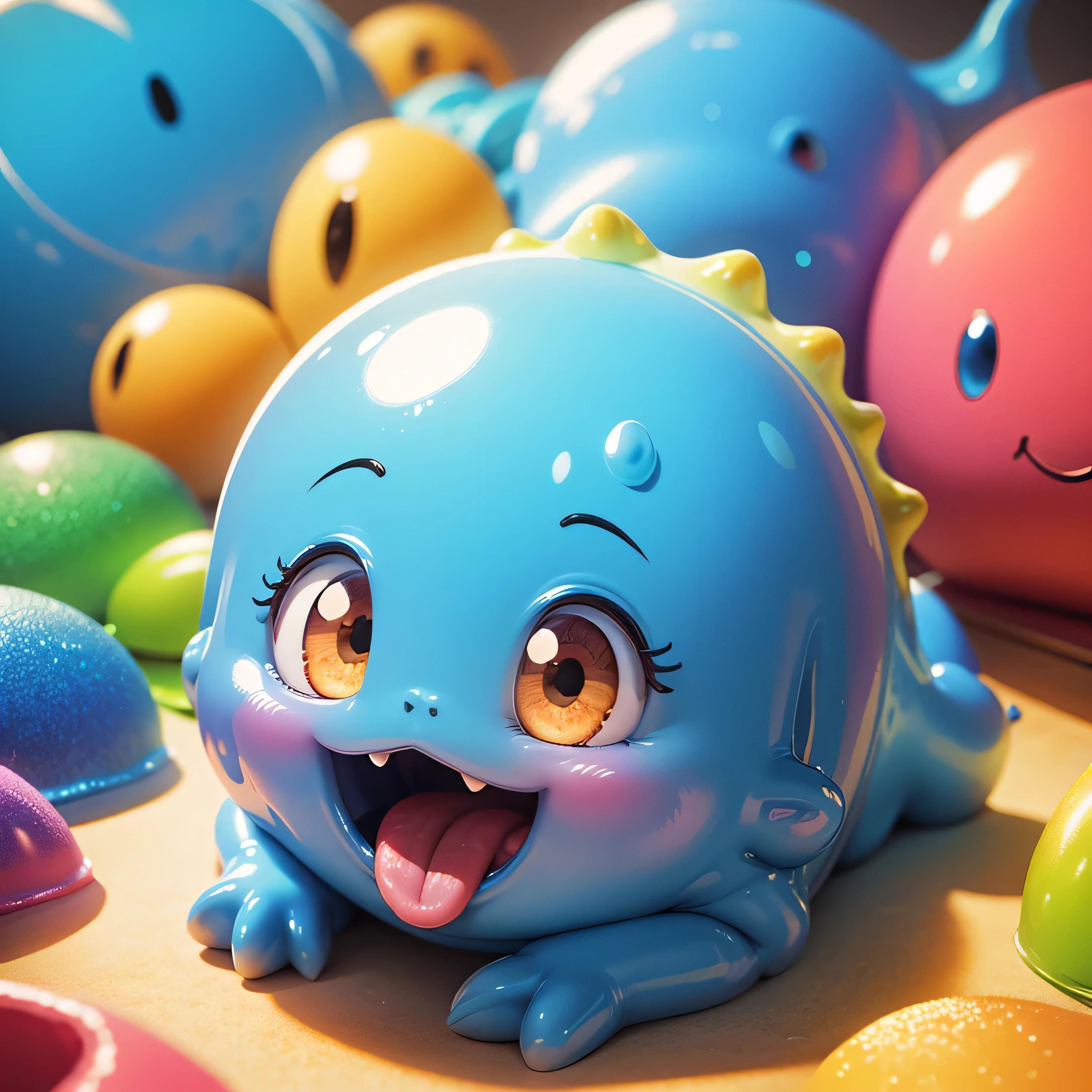 A bright and cheerful blue slime monster