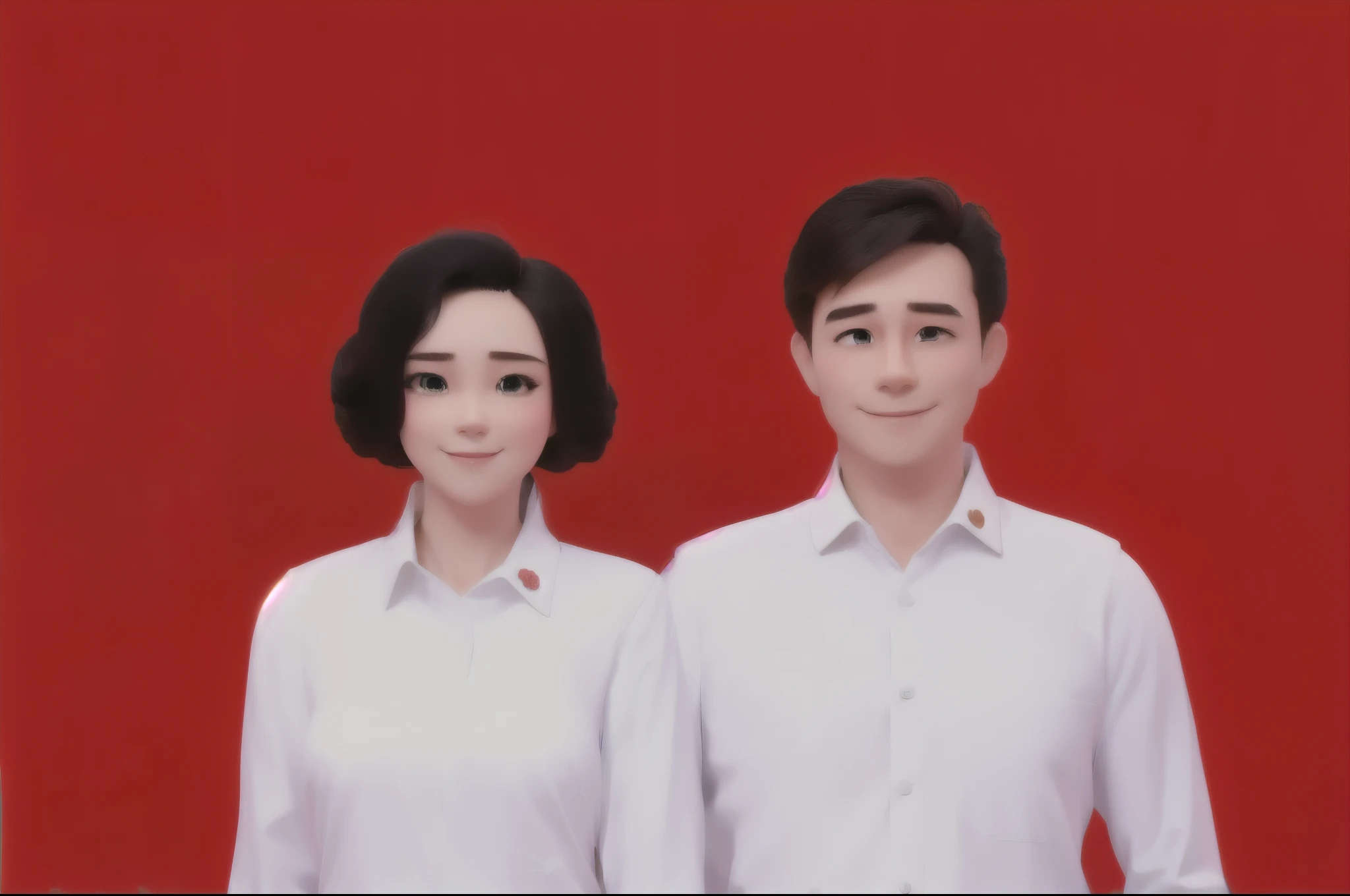 bride and groom standing together with bouquets of flowers in hand, lovely couple, couple pose, wedding photo, bride and groom, couple, ruan Jia and fenghua zhong, Jia, strict, an elegant couple, sha xi, 2 d CG, happy couple, couple portrait, wedding, White background, ao dai, romantic couple, Height 155 cm