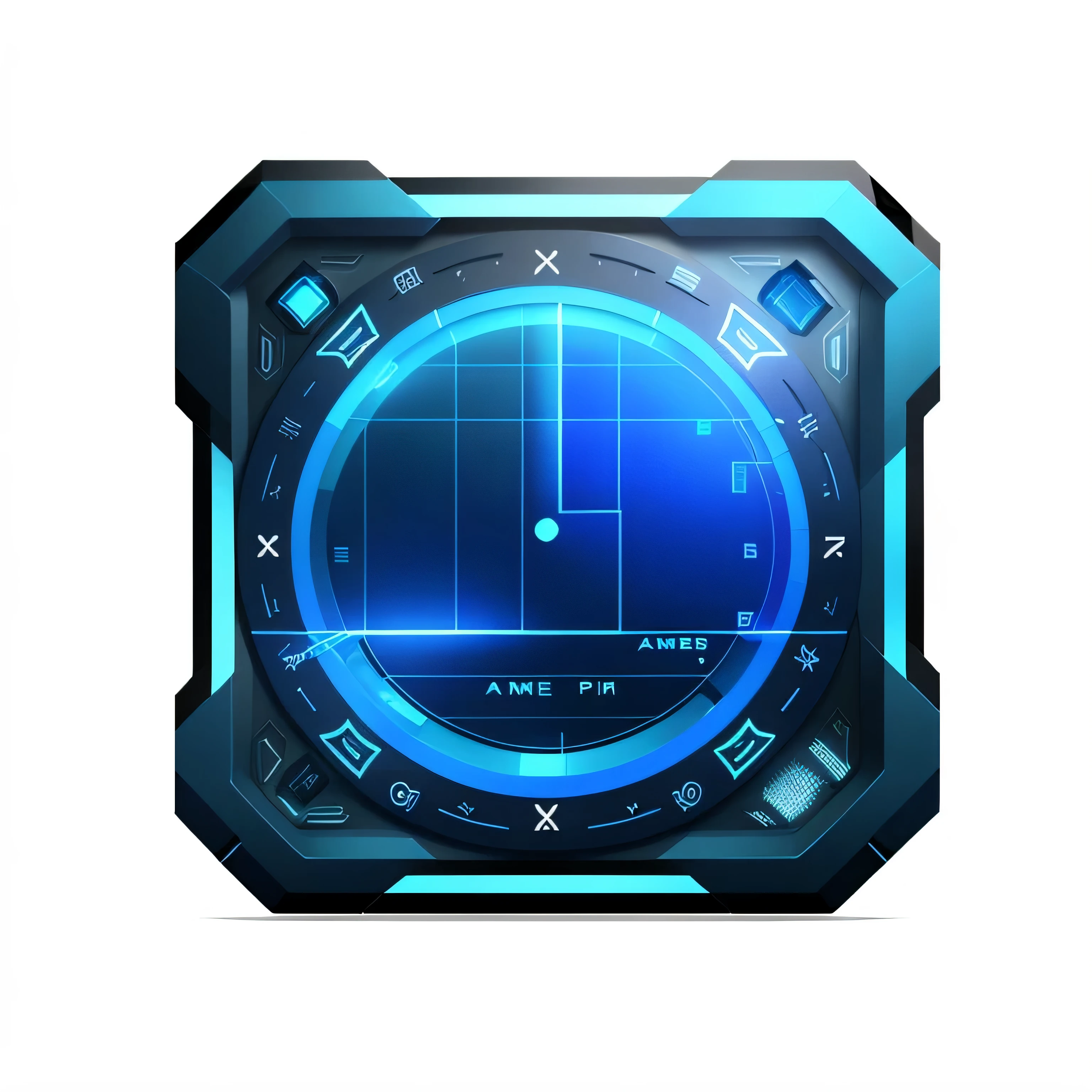 a blue and black square frame with a blue stripe, game icon asset, game asset, 3 d icon for mobile game, scifi platform, background(solid), game overlay, 1200 dpi, 1 2 0 0 dpi, armor plate, spaceship window, video game asset, spaceship hull texture, seperated game asset, mobile game asset, game hud