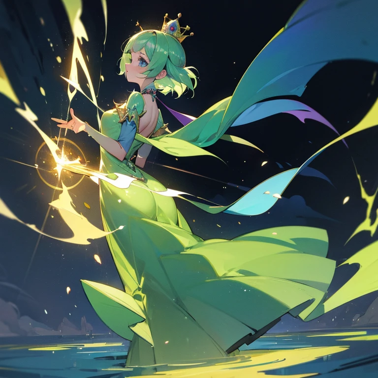 A beautiful princess was turned into a frog by a spell, but the spell was broken and she turned back into a human.