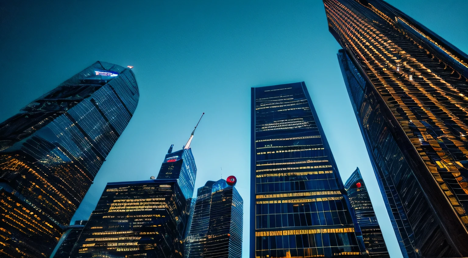 skyscrapers many houses big city at night bright lights view from below a man falls