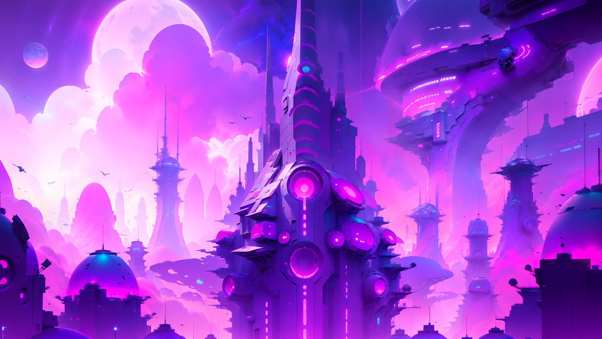 futuristic city with futuristic buildings and a futuristic spaceship flying over it, purple cyberpunk city, arstation and beeple highly, in fantasy sci - fi city, futuristic city scape, purple future city, futuristic cityscape, futuristic city in background, photo of futuristic cityscape, futuristic cyberpunk city, futuristic city backdrop, cyberpunk dreamscape, sci fi city, futuristic alien city, futuristic city