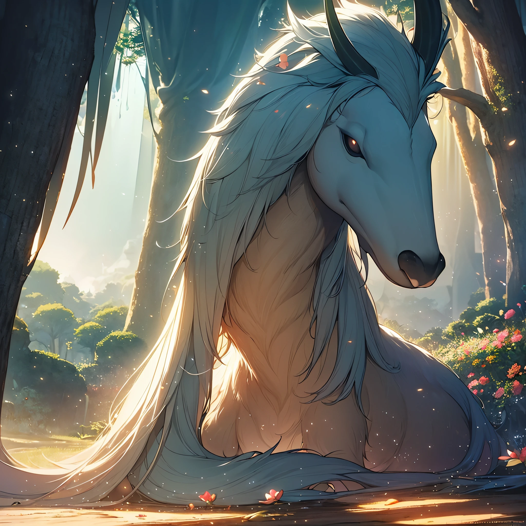 (a,best quality,4k,8k,highres,masterpiece:1.2),ultra-detailed,(realistic,photorealistic,photo-realistic:1.37),(furry:1.2),fantasy creatures,mythical beings,ethereal world,enchanting landscapes,majestic creatures,magical forest,glowing eyes,elaborate wings,colorful feathers,shimmering scales,luminous horns,iridescent fur,whimsical features,fantastic landscapes,ethereal glow,mythical realm,enchanted atmosphere,mysterious mist,enigmatic shadows,harmonious colors,otherworldly beauty,mystical creatures,human-animal hybrids,divine beings,enchanted creatures,serene waterfalls,enchanted flowers,spellbinding trees,celestial skies,ethereal oceans,golden sunlight,dreamlike aura,pulsating magic,supernatural presence