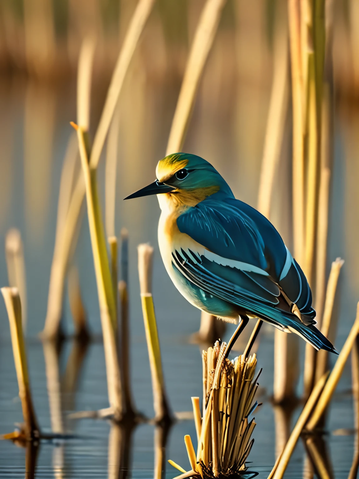 beautiful bird standing on the reeds