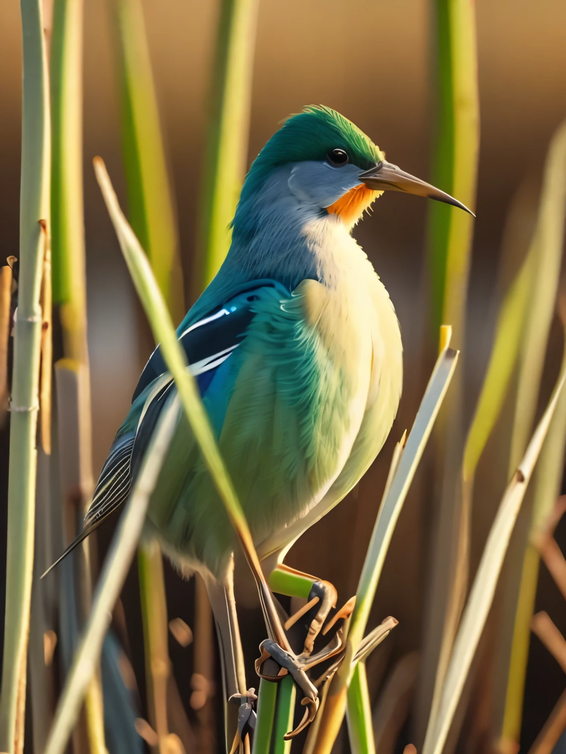 beautiful bird standing on the reeds