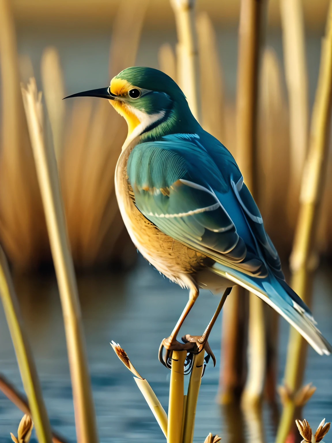beautiful bird standing on the reeds