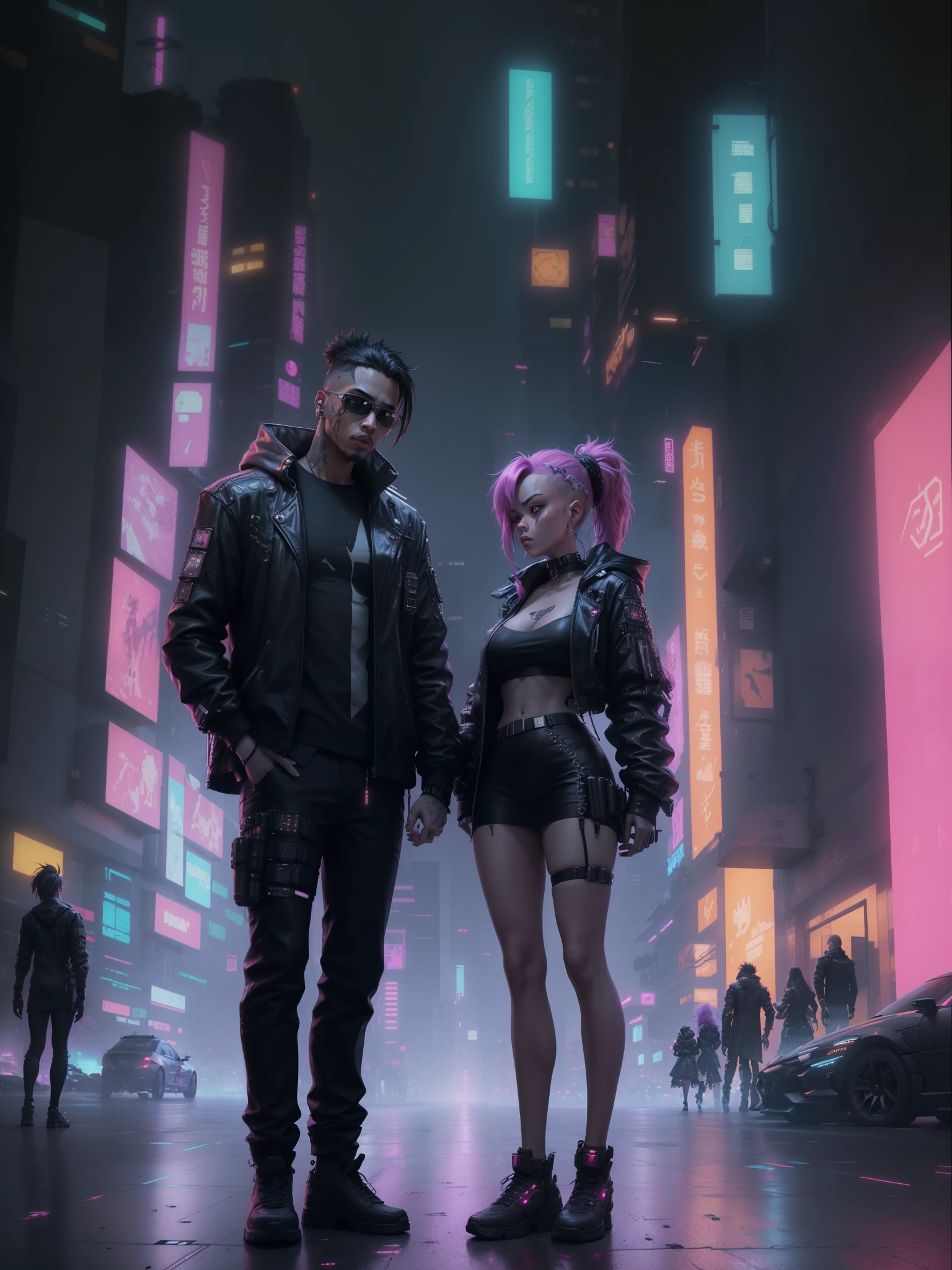 Future couple in the night city, cyberpunk art style, In the cyberpunk city, in cyberpunk style, Cyberpunk themed art, Cyberpunk atmosphere, has cyberpunk style, cyberpunk style, modern cyberpunk, Cyberpunk atmospheres, cyberpunk artstyle, cyberpunk futuristic new, cyberpunk art, In cyberpunk city, cyberpunk digital art, Digital Cyberpunk Anime Art, Digital Cyberpunk - Animation Art, In the cyberpunk city